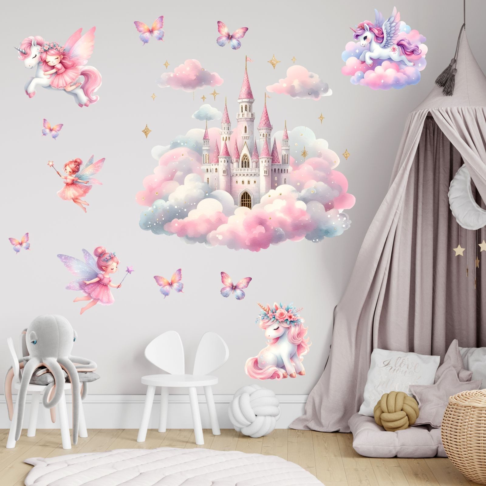 nikima Wandtattoo 262 Wandtattoo Schloss auf Wolken mit Feen - Größe 750 x günstig online kaufen