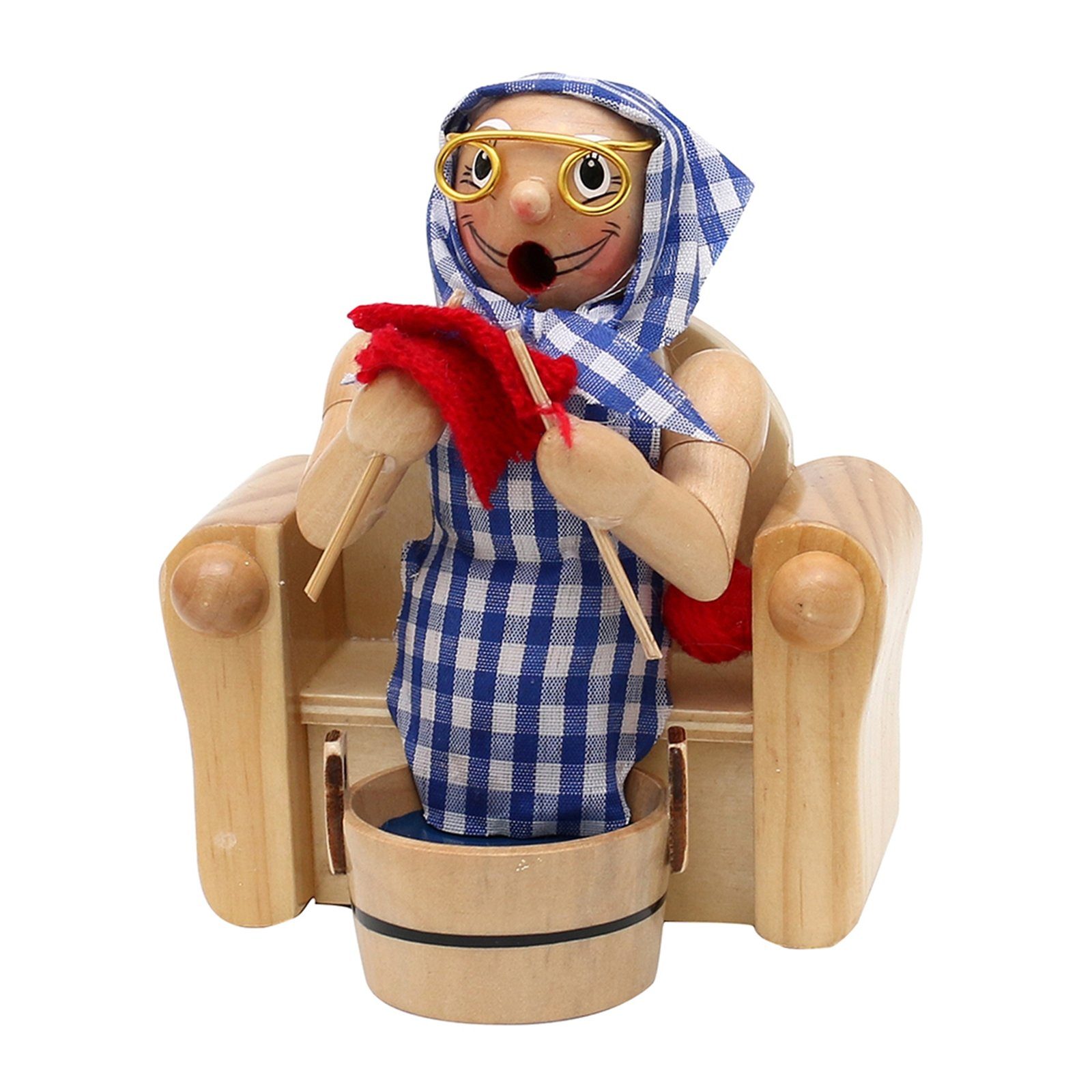 SIGRO Räuchermännchen Holz Räucherfrau Oma im Sessel mit Fußbad