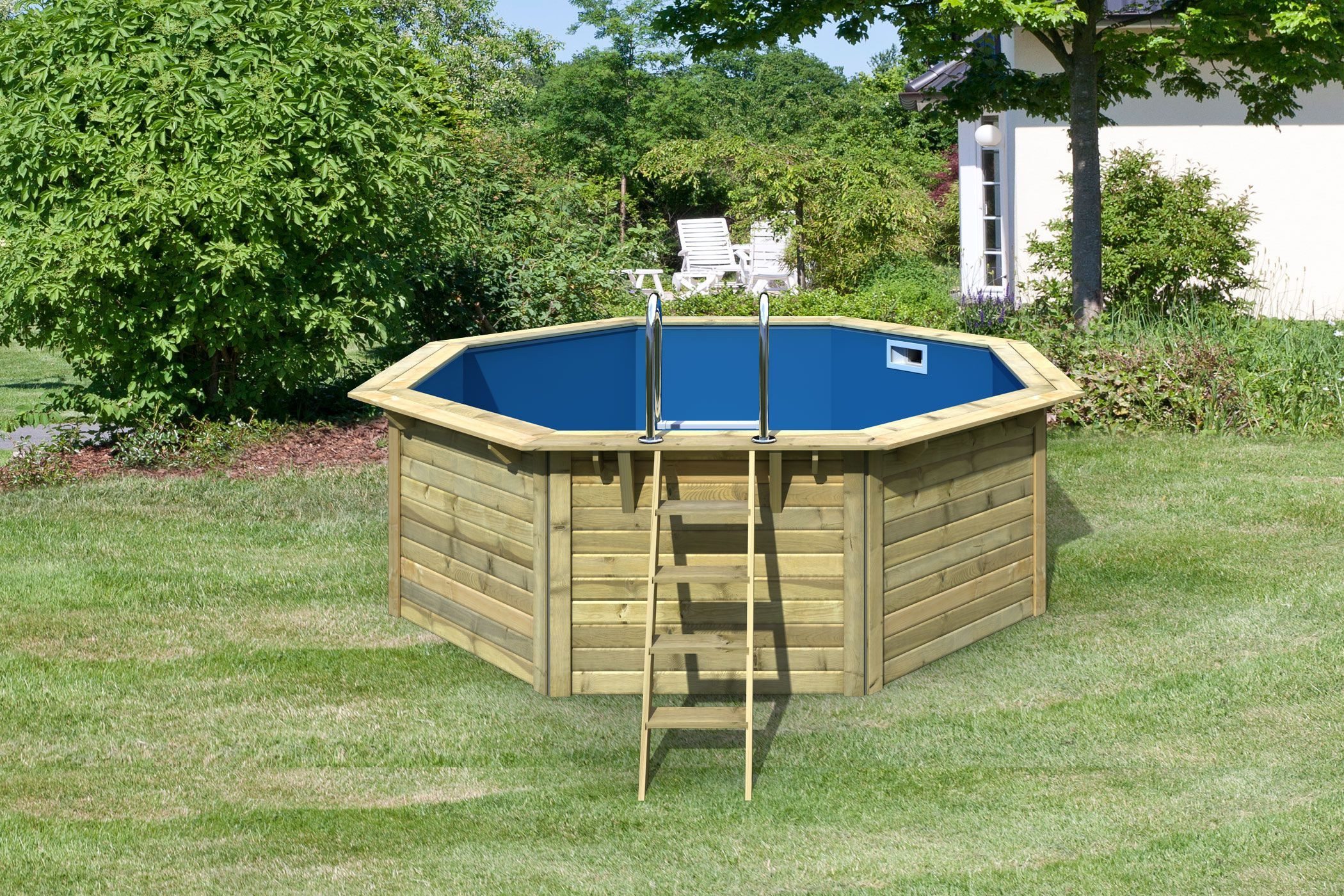 Karibu Achteckpool Massivholzpool kdi Schwimmbecken Gartenpool, Massivholz, witterungsbeständig, wetterfest
