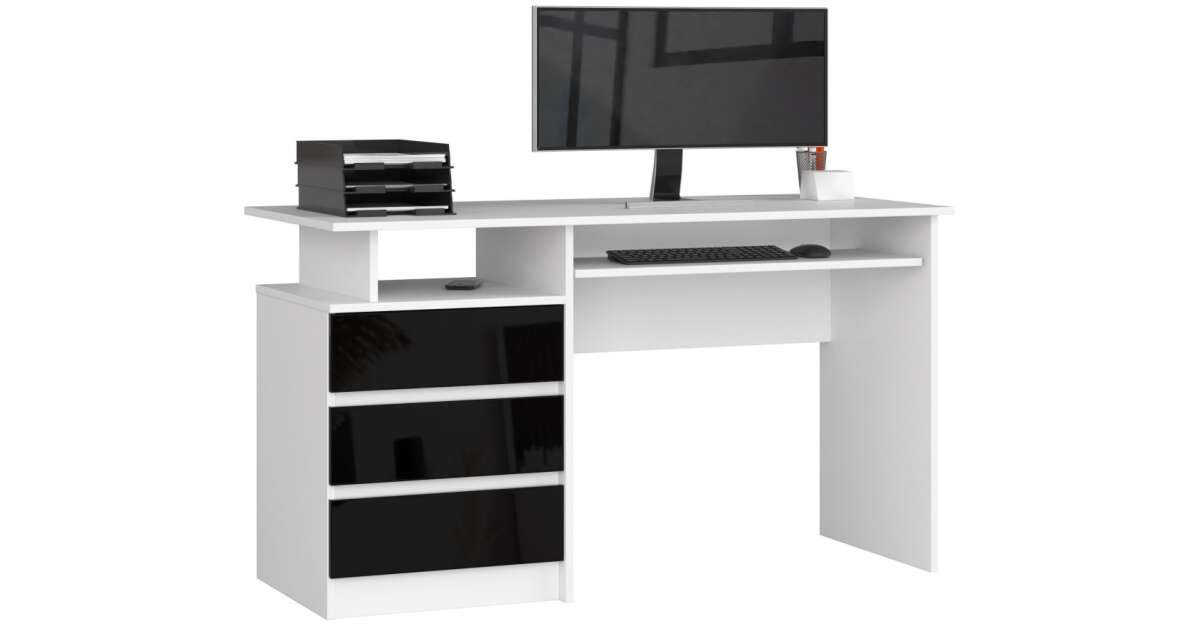 Raumhirsch Furniture Schreibtisch 135 cm Breite - Computertisch - Optimale Arbeitsfläche - Büro, Hochglänzende MDF-Oberfläche, kratzfest, einfache Montage, stylisch
