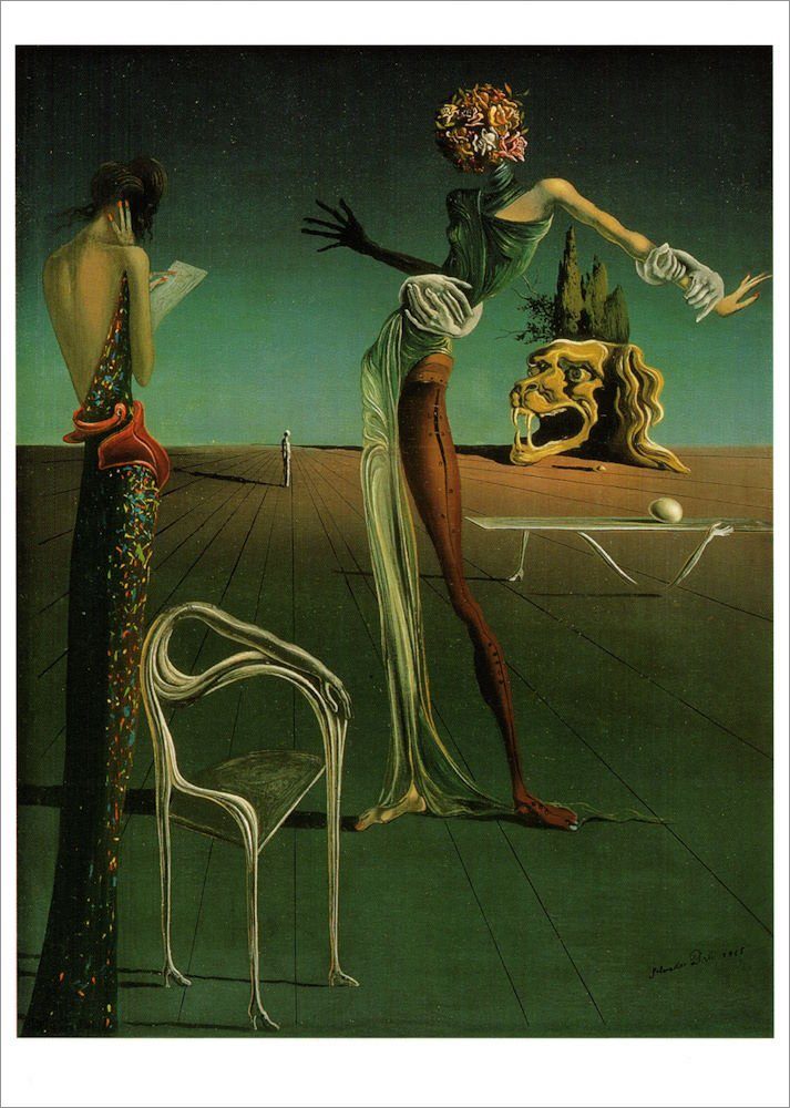 Postkarte Kunstkarte Salvador Dalí "Frau mit Rosenkopf"