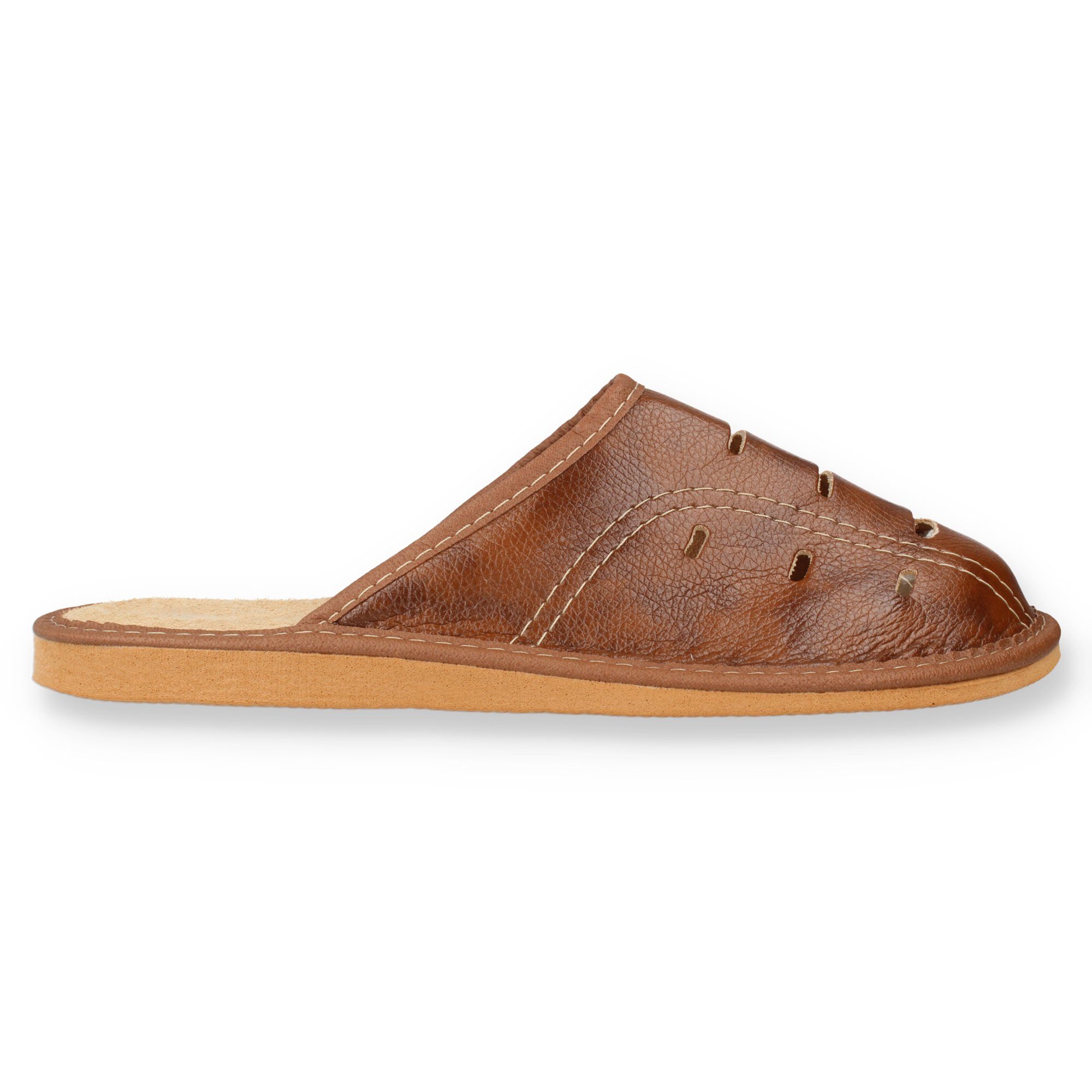filsko Metz Herren Hausschuh Sommer Pantoffeln, Lüftungslöcher, Braun – Bild 3 von 5