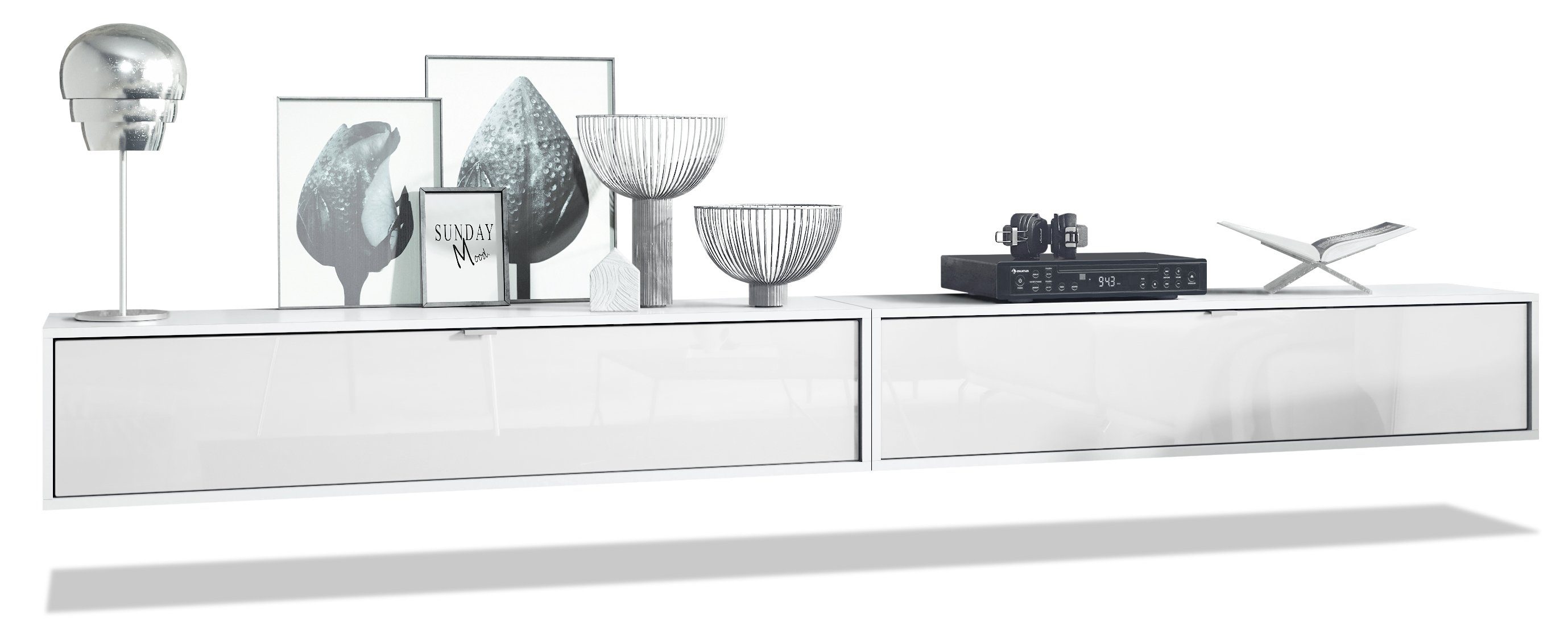 Vladon Lowboard Lana 1400 (2er-Set Tv-Kommode, mit Klappe dahinter 3 Fächer günstig online kaufen