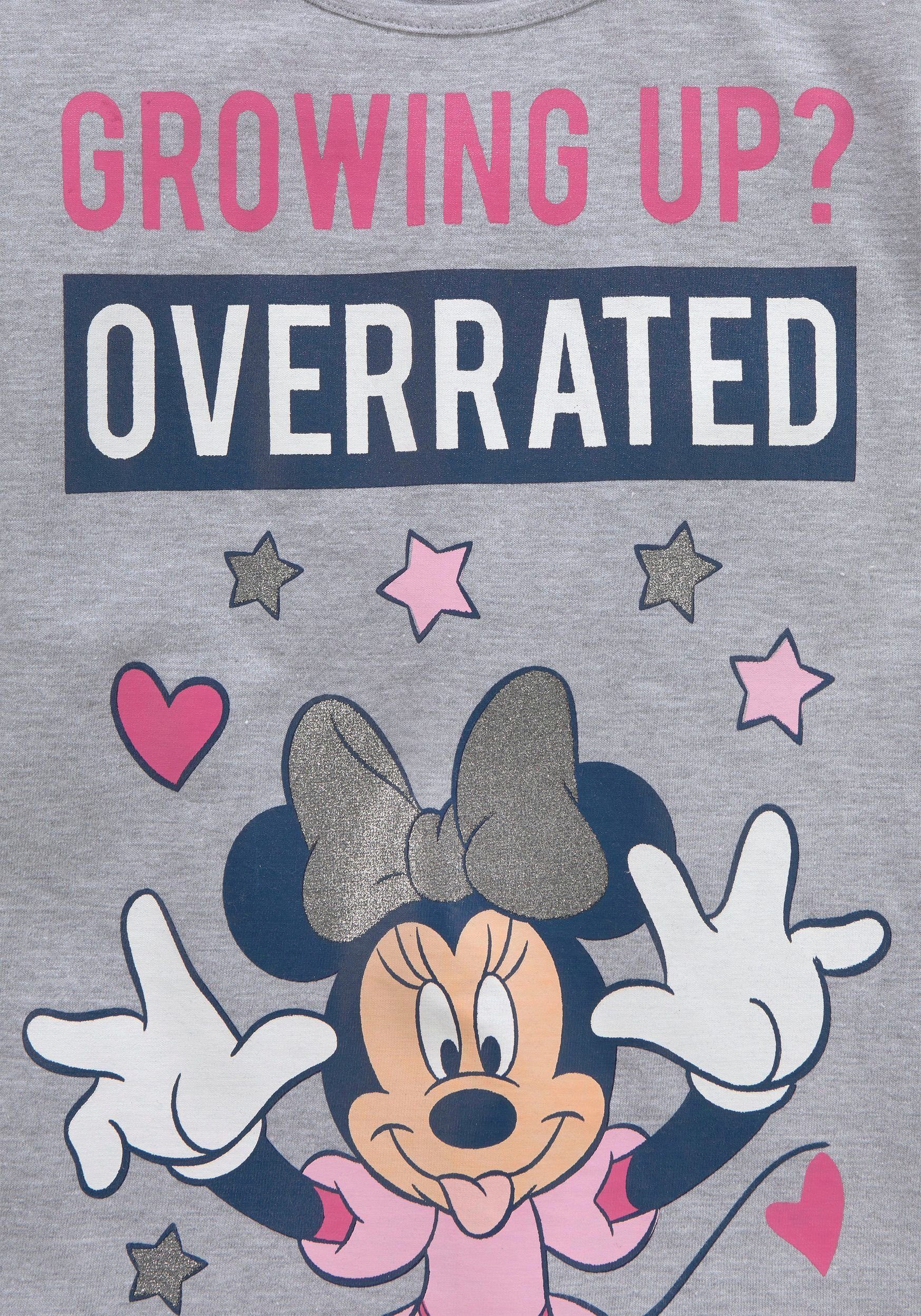 Disney Minnie Mouse Langarmshirt Minnie Mouse Langarm T-Shirt für Mädchen 110 116 128 Glitzer