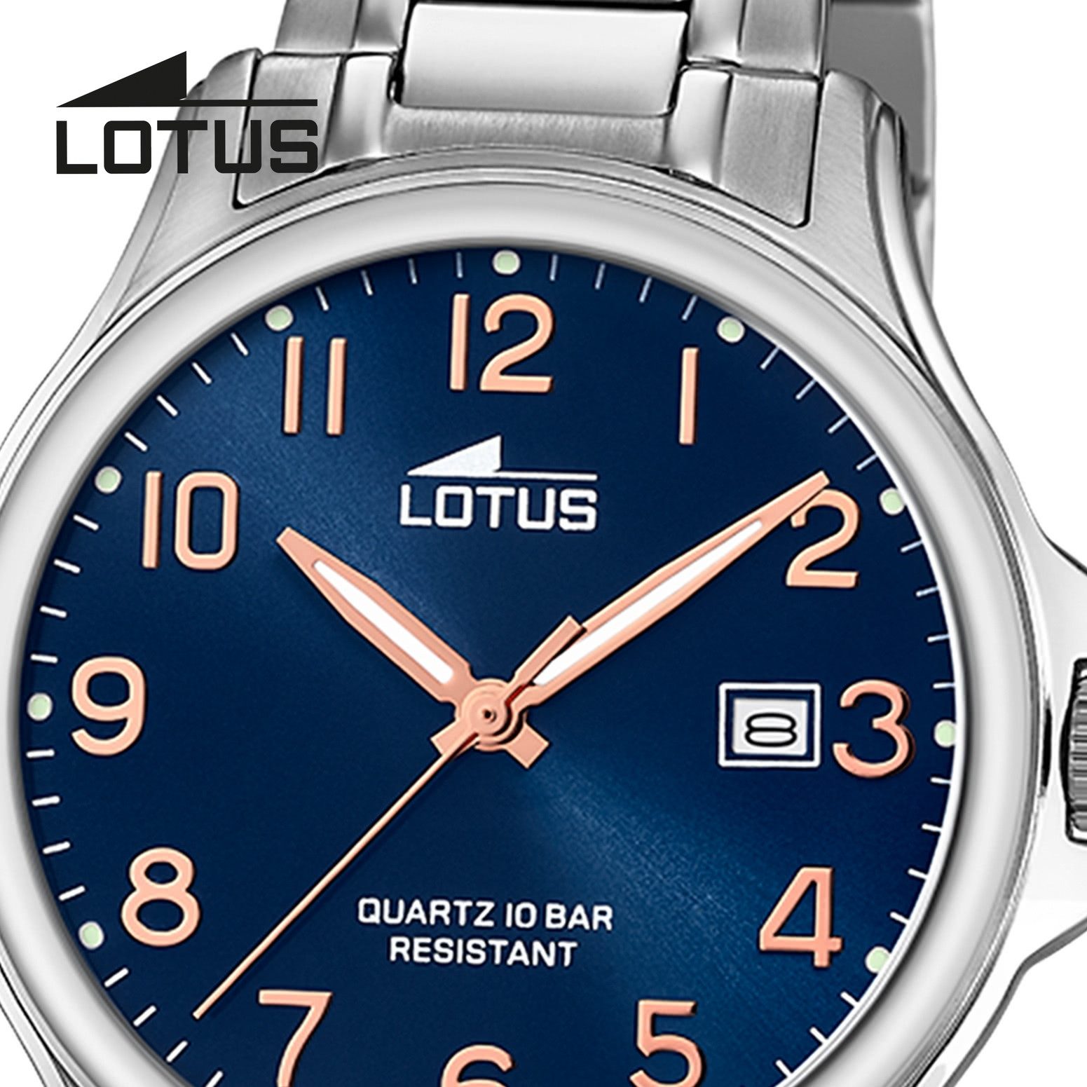 Lotus Quarzuhr Lotus Herrenuhr Excellent Armbanduhr, (Analoguhr), Herren Armbanduhr rund, groß (ca. 40mm), Edelstahl, Luxus