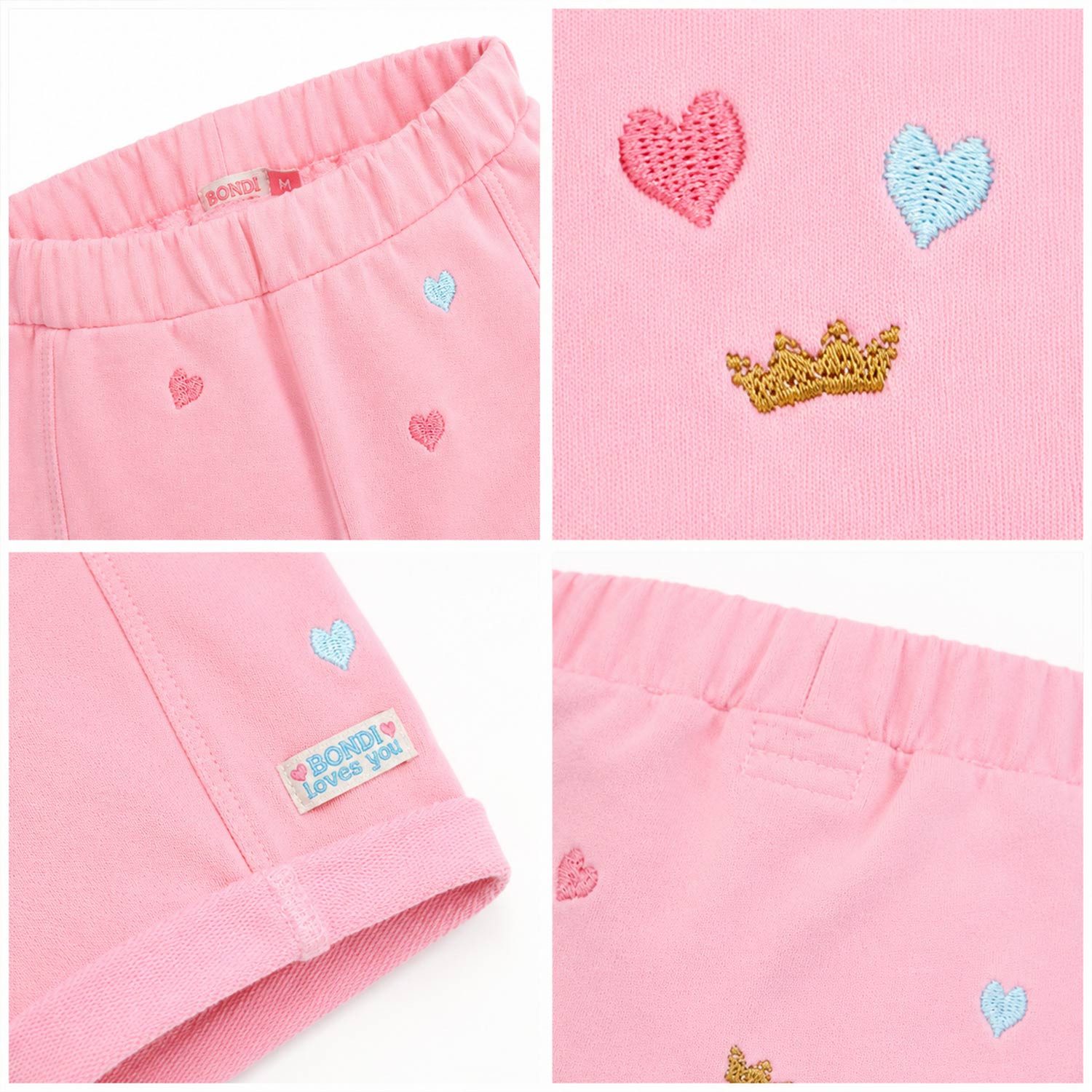 BONDI Trachtenlederhose Baby Mädchen Shorts 'Princess' 86575, Rosa - Kurz