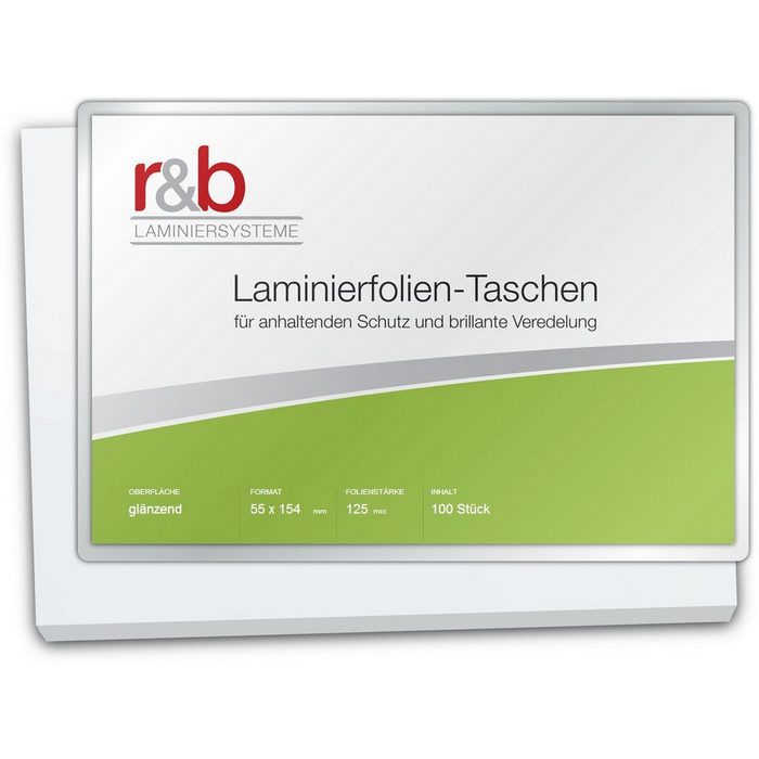 r&b Laminiersysteme Schutzfolie Laminierfolien 55 x 154 mm 2 x 125 mic glänzend für Thekenpreisschilder
