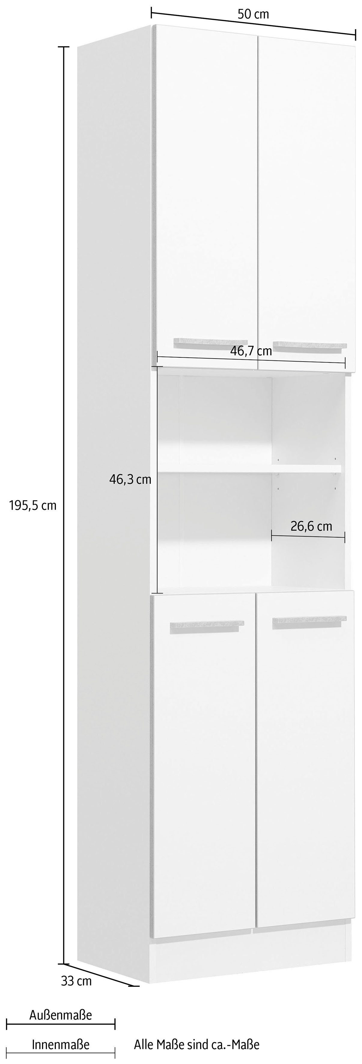 PELIPAL Hochschrank Quickset 953 Breite offene cm, mit Sockel, Badschrank 50 Schubkasten, Fächer