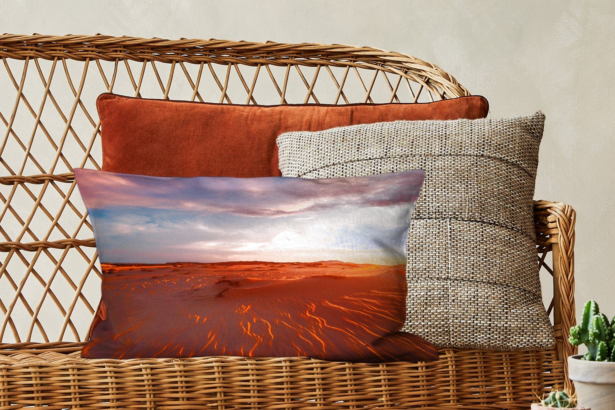 Schlafzimmer Landschaft mit Sand Zierkissen, Füllung, Dekoration, - Dekokissen Wohzimmer Himmel Wüste, - - MuchoWow Dekokissen