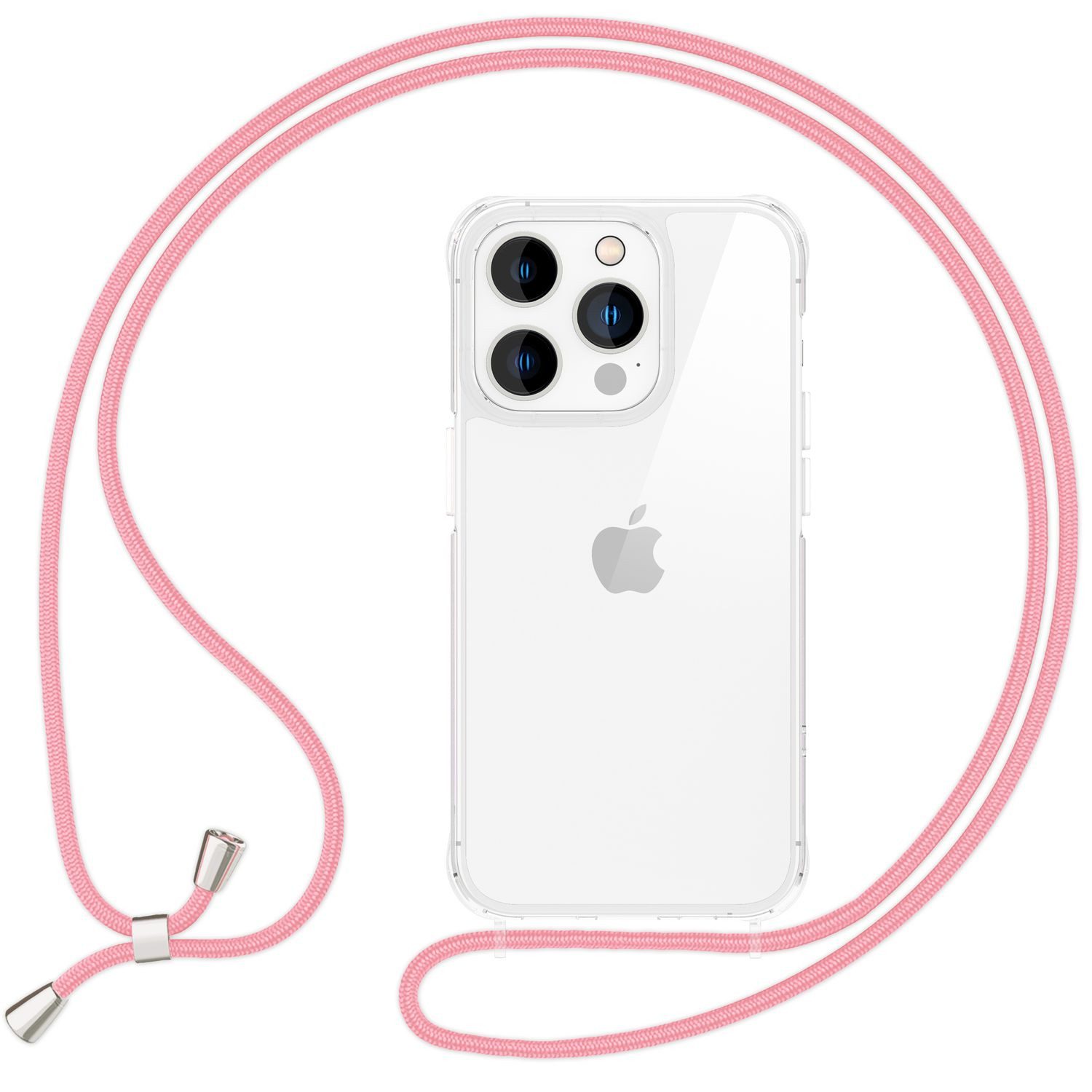 Nalia Handykette Apple iPhone 16 Pro Max 17,5 cm (6,9 Zoll), Klare Hülle mit Band zum Umhängen / Crossbody Transparent Case & Kette