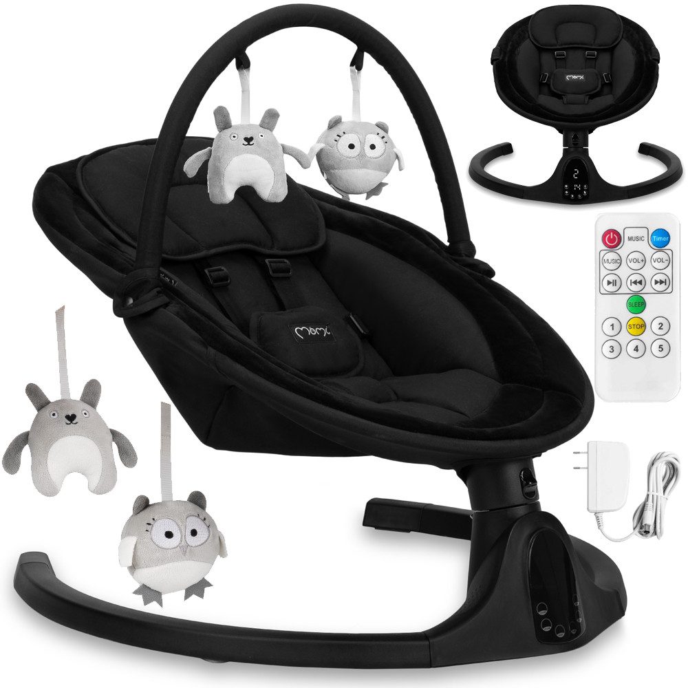 MoMi Babywippe Kenani, Elektrische Babywippe mit Bluetooth und Fernbedienung