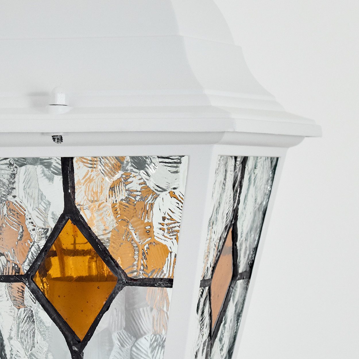 hofstein Außen-Wandleuchte Außenwandlampe mit Bewegungsmelder aus Metall/Glas in Weiß/Klar/Orange, Wandleuchte außen im Vintage/Antik/Landhaus-Design, E27, IP44