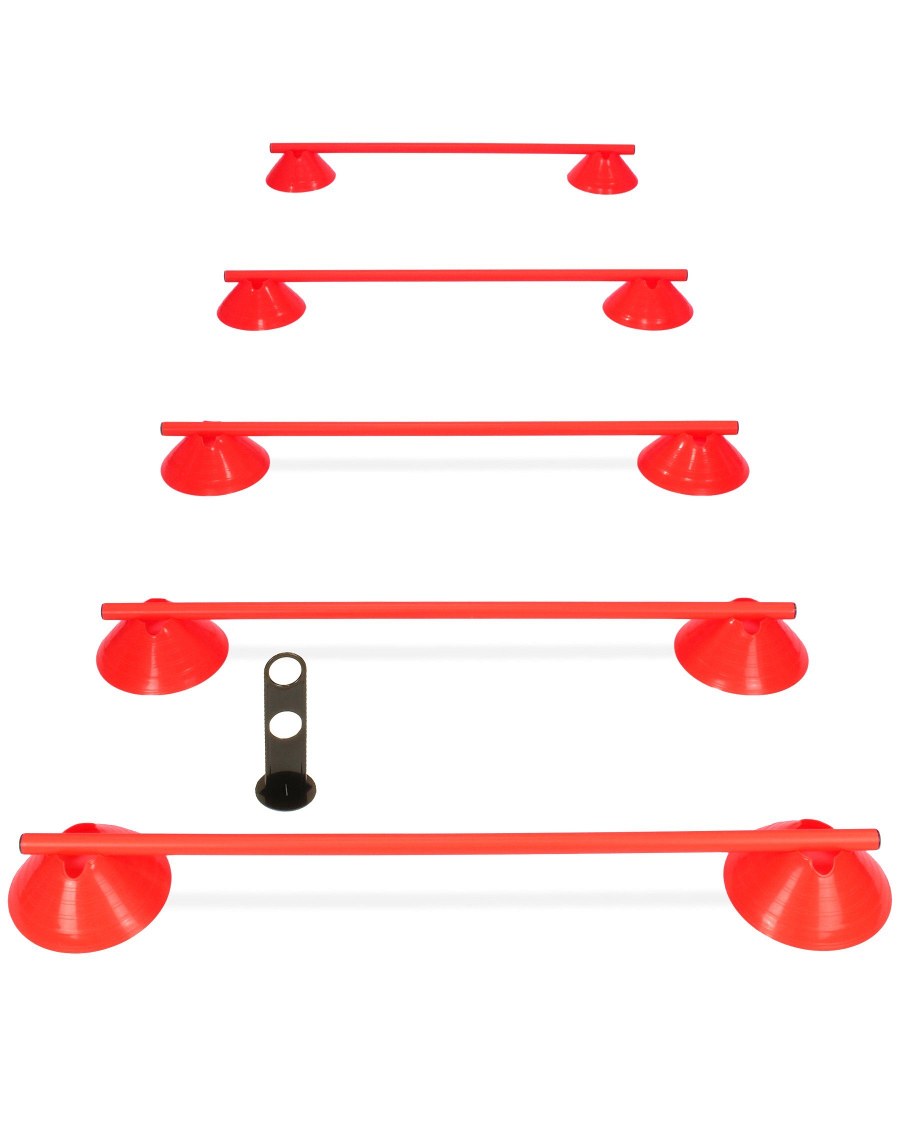 Agility-Hürde Cavaletti Mini-Hürden 5er Set mit Roten Markiermulden Stange 100 cm Fa