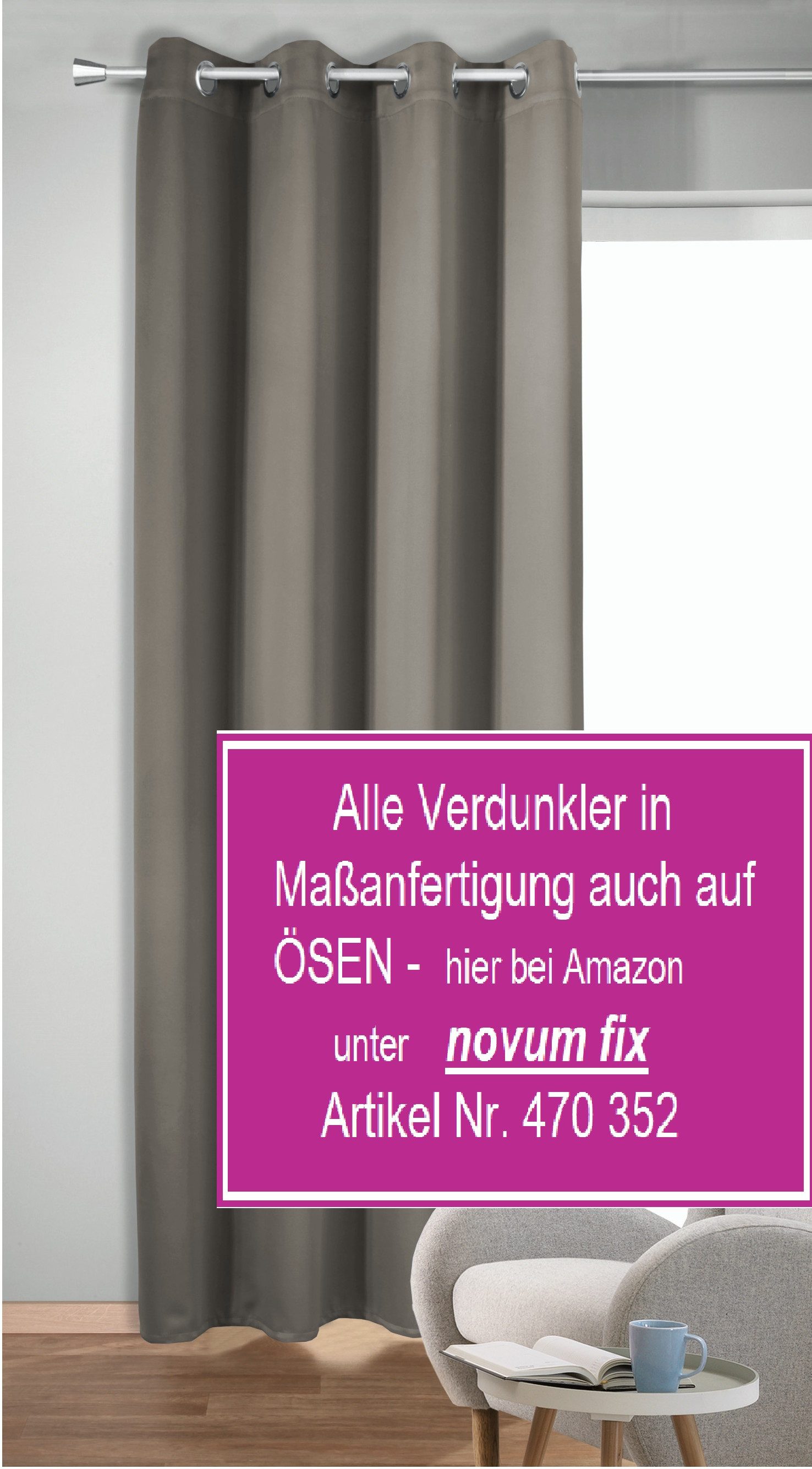 novumfix Verdunkelungsvorhang Sunout/70 grau Thermovorhang XXL Ösen bis 350 günstig online kaufen