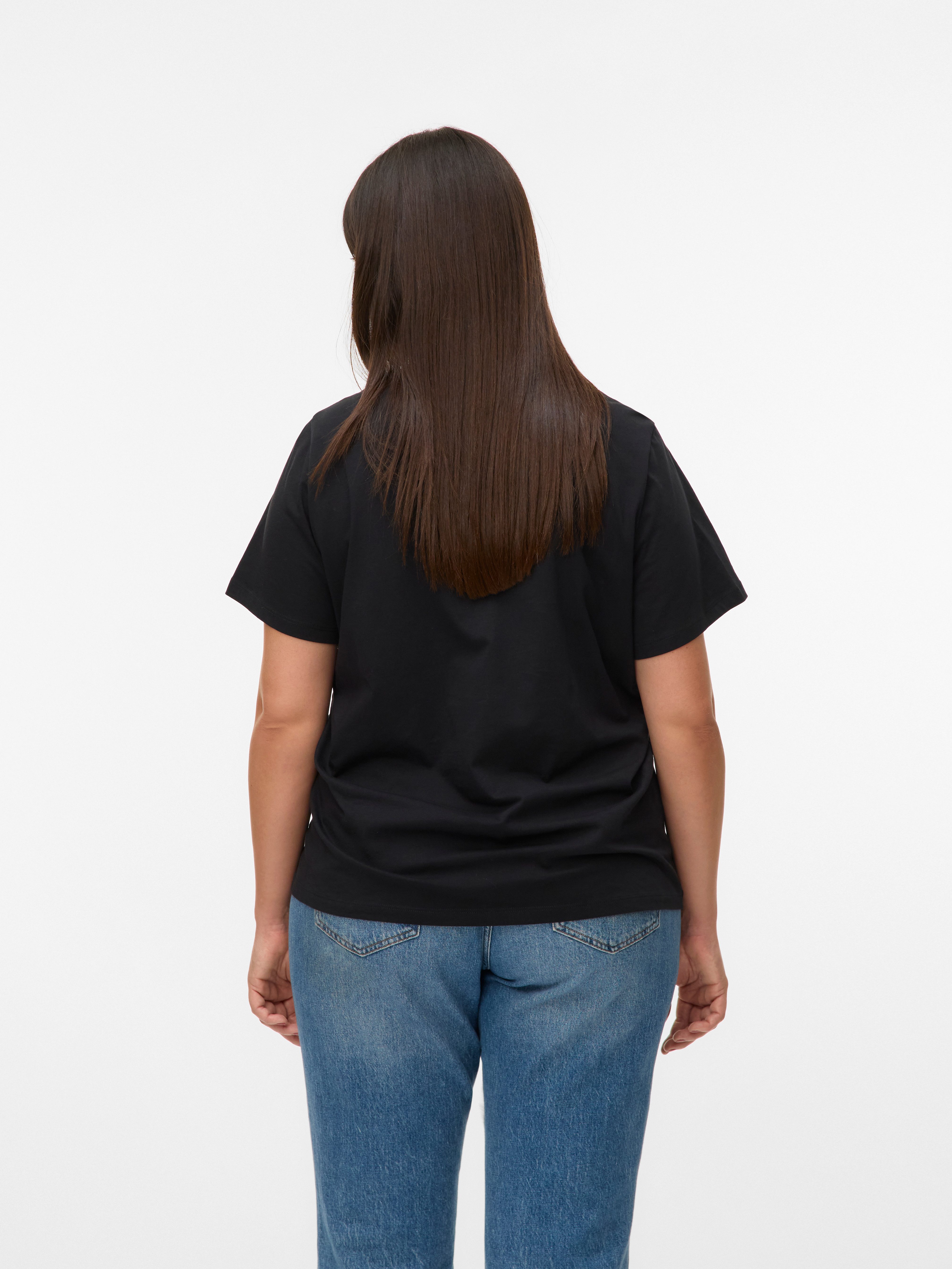 Vero Moda Curve Kurzarmshirt VMPAULINA SS T-SHIRT GA JRS NOOS CUR Baumwolle, regular fit