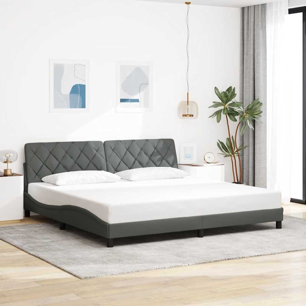 vidaXL Bett Bettgestell ohne Matratze Dunkelgrau 200x200 cm Stoff – Bild 2 von 5