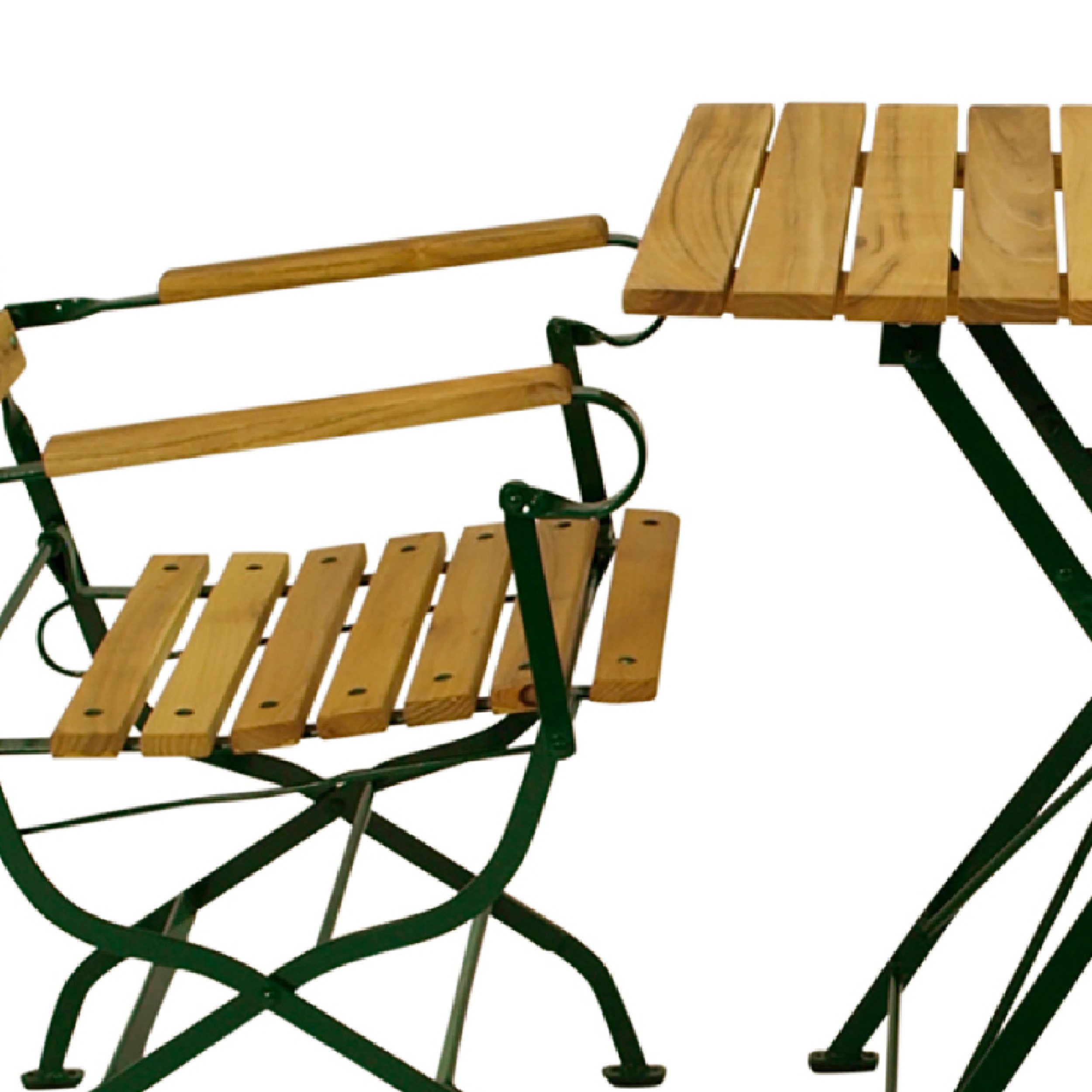 TPFGarden Sitzgruppe BAD BELZIG, (Gartenessgruppe - 3-teilig - Gartenmöbel, 3-tlg., Gartensitzgruppe Flachstahl verzinkt dunkelgrün- Robinie), (2x Armlehnensessel, 1x Tisch 70x70cm)
