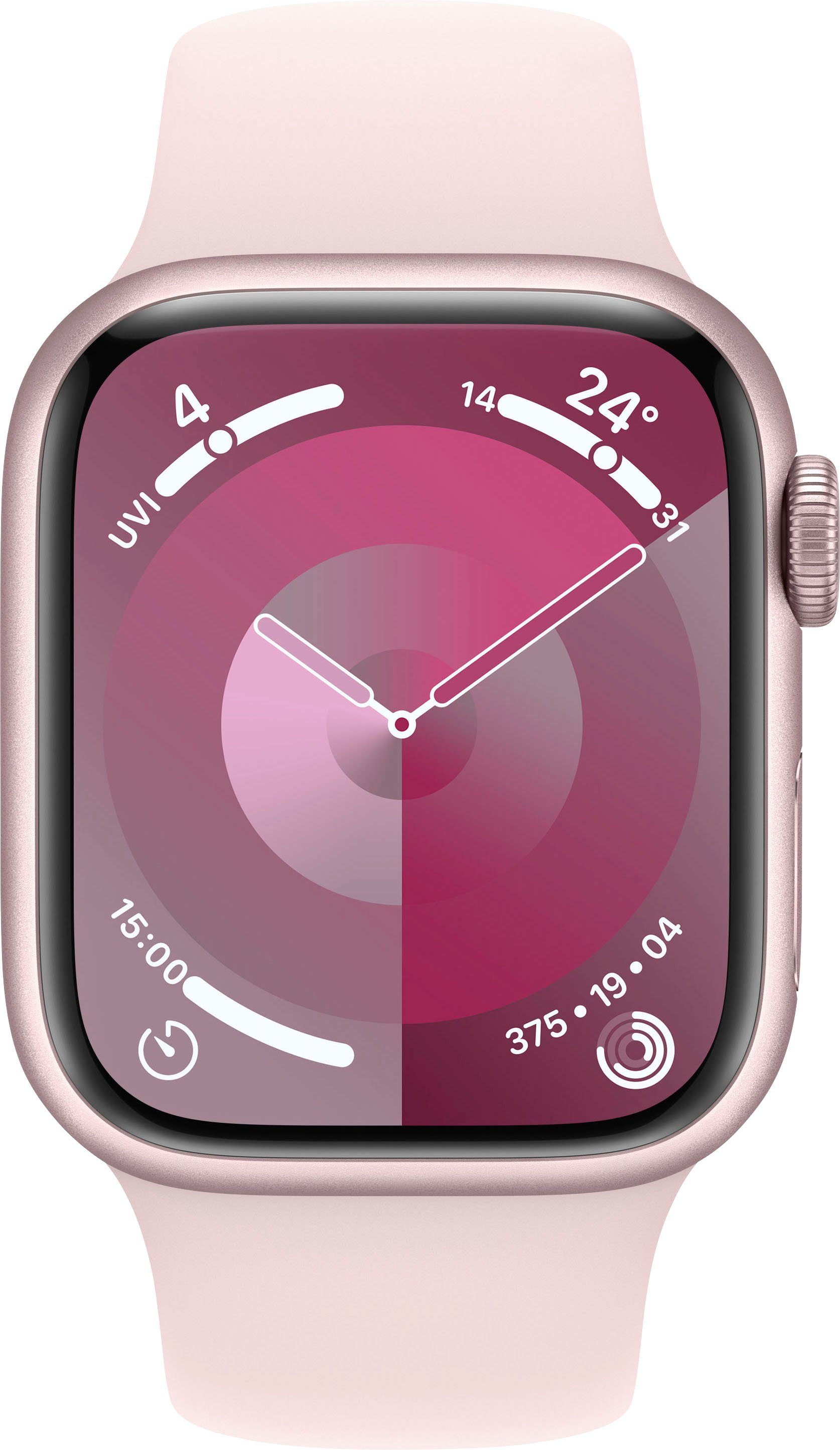 Rosa Apple cm/1,61 Aluminium Sport + Watch OS GPS Band Rosa 41mm Smartwatch Series 9 Zoll, Watch (4,1 | 10), Cellular