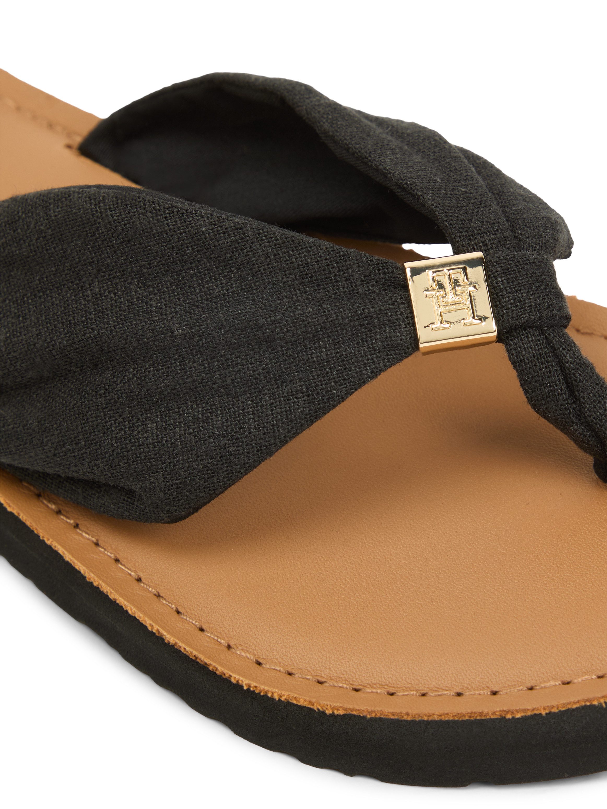 Tommy Hilfiger TH LTR FOOTBED SUMMER SANDAL Zehentrenner Sommerschuh, Strandschuh, Dianette, Flat mit Logoemblem
