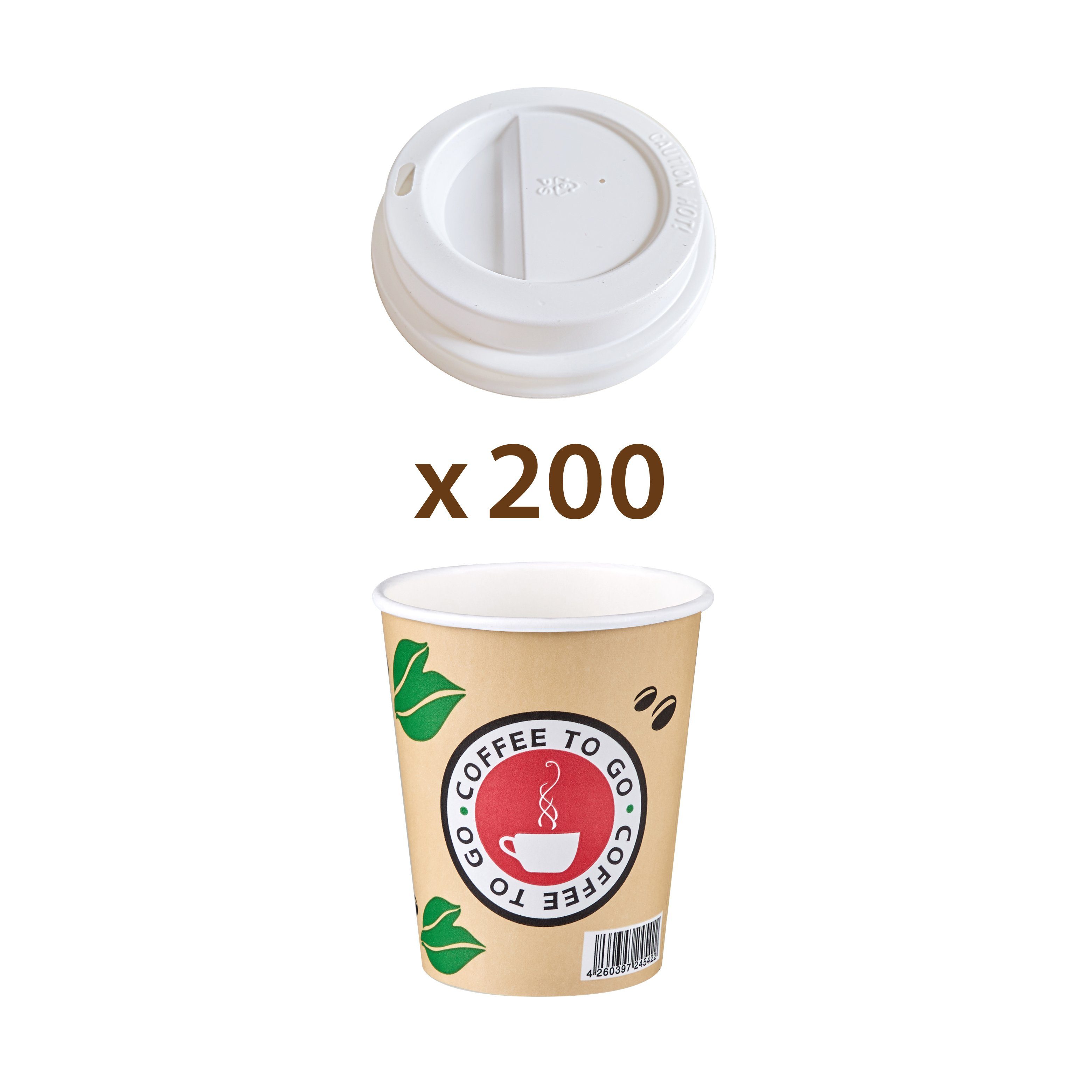 Goldhofer Coffee-to-go-Becher Kaffeebecher Set (100-2000 Stück) hitzebeständige Pappbecher, 200-tlg., Mit Deckel, Optional mit Deckel