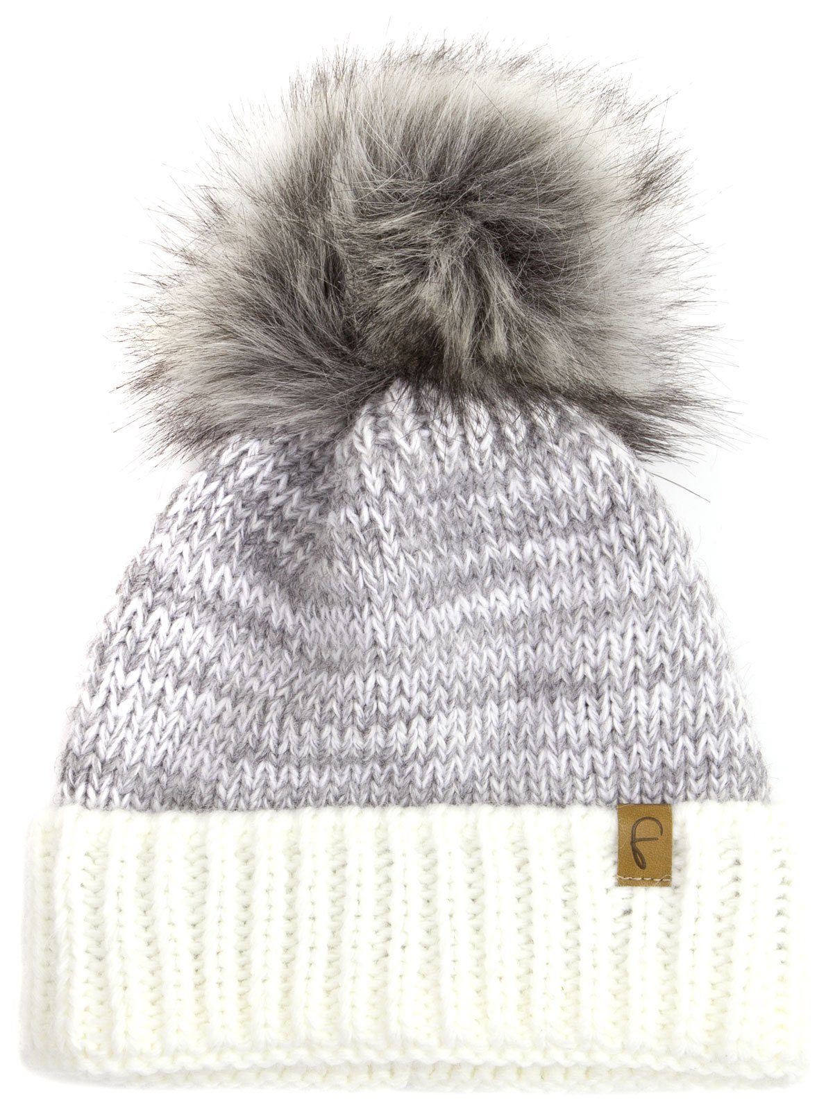 Faera Bommelmütze Wintermütze Damen Herren Beanie Mütze Haube gefüttert Bommelmütze