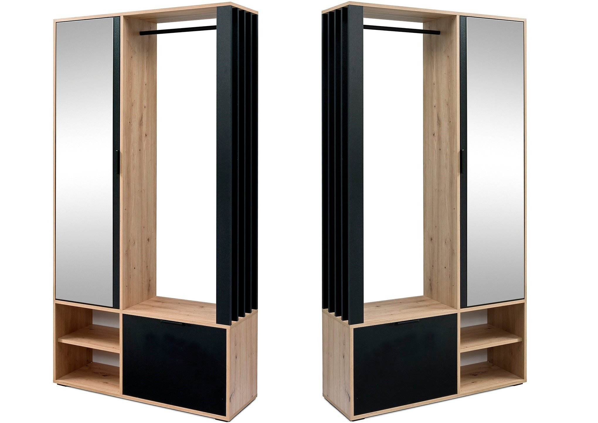 Marmex Möbel Garderobenschrank MILO ARTISAN SCHWARZ mit Spiegel und Kleider günstig online kaufen