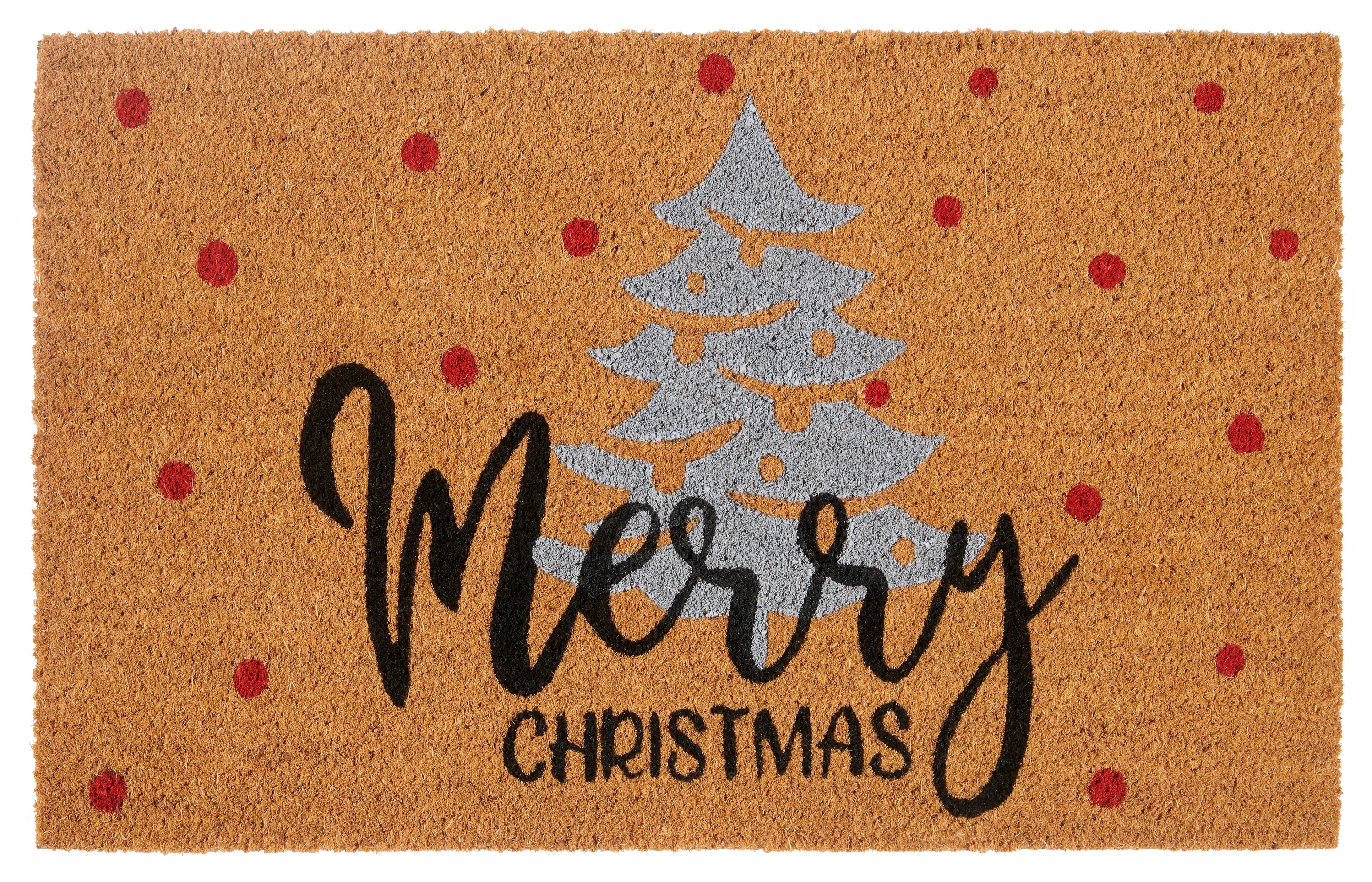 HANSE Home Fußmatte Kokos Silver Christmas Gifts, Türmatte, rechteckig, Höhe: 15 mm, Schmutzfangmatte, Rutschfest, Outdoor, Weihnachten, Kokosmatte, Flur