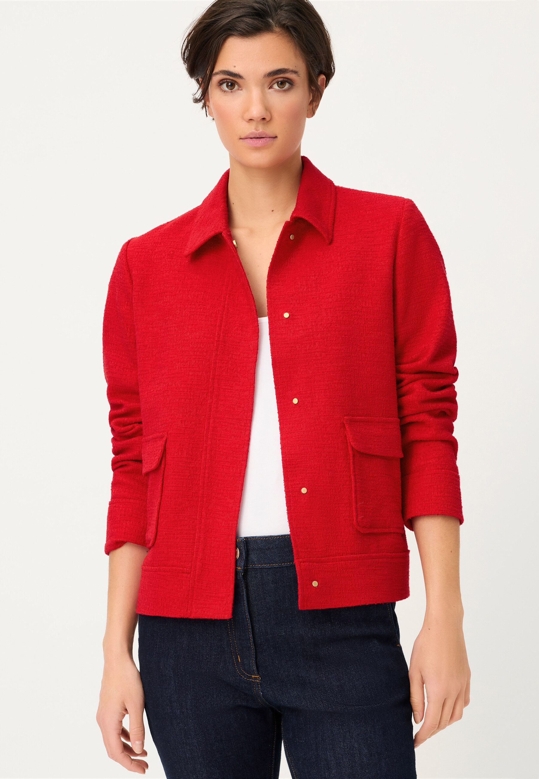 Olsen Kurzblazer Jacke mit aufgesetzten Pattentaschen