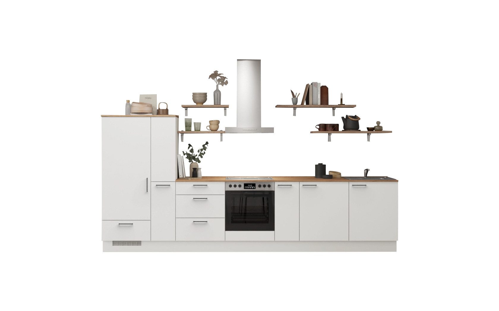 nobilia® Küchenzeile Ljus, individuell anpassbar, gratis Küchenplanung mit Profis, (Breite 330 cm), vormontiert, wahlw. mit E-Geräten, inkl. Lieferung