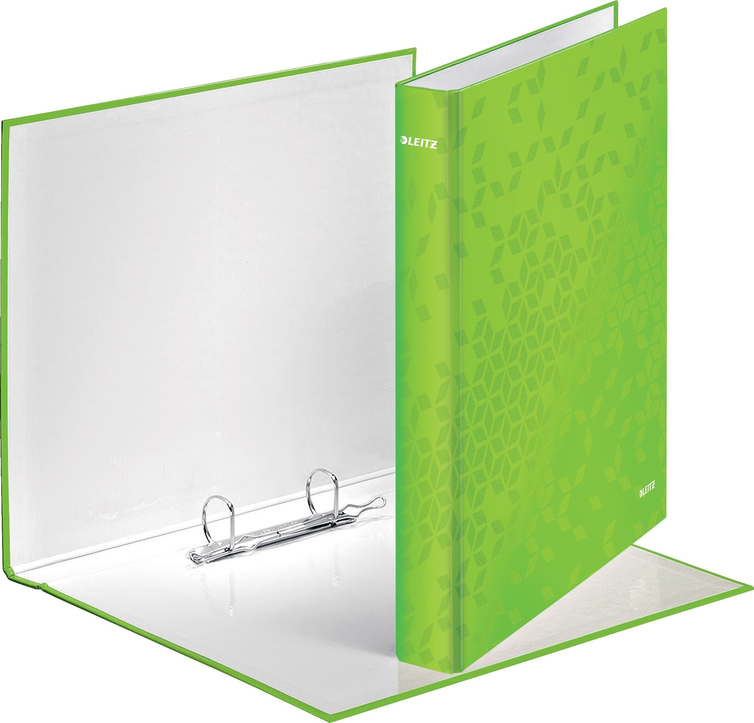 LEITZ Präsentationsordner Ringbuch Wow A4+ PP 2 Ringe 25mm grün Packung mit 10 Stück