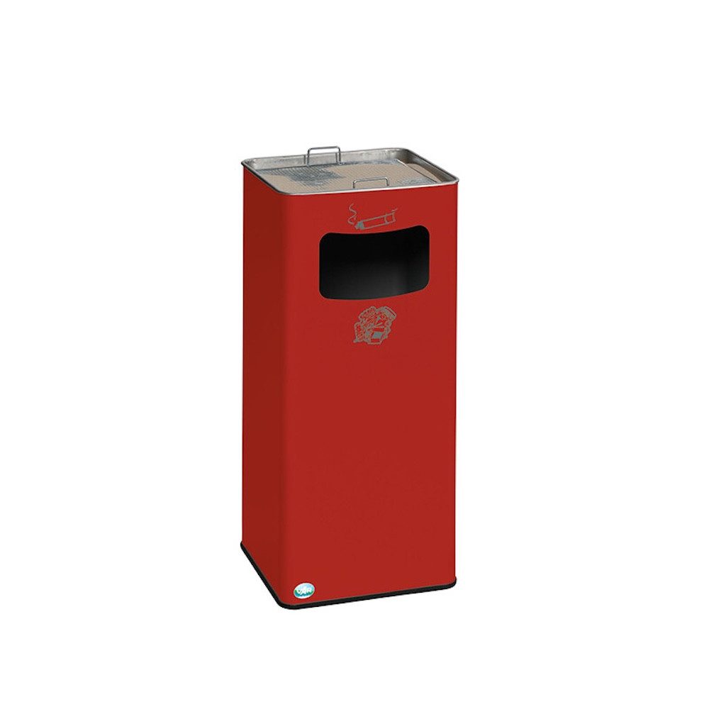 PROREGAL® Aschenbecher Klassischer Kombiascher eckig 70,5x33x33cm Rot