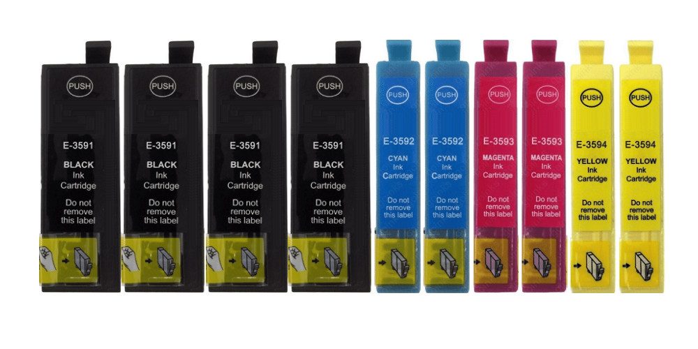 inkpro 10 XL-Druckerpatronen T35XL kompatibel mit Epson 35XL Tintenpatrone (für für WorkForce Pro WF-4720 DWF, WF-4725 DWF, WF-4730 DTWF, WF-4735 DTWF, WF-4740 DTWF, 10-tlg., 4 x T3591 Schwarz und je 2 x T3592 Cyan, T3593 Magenta, T3594 Gelb)