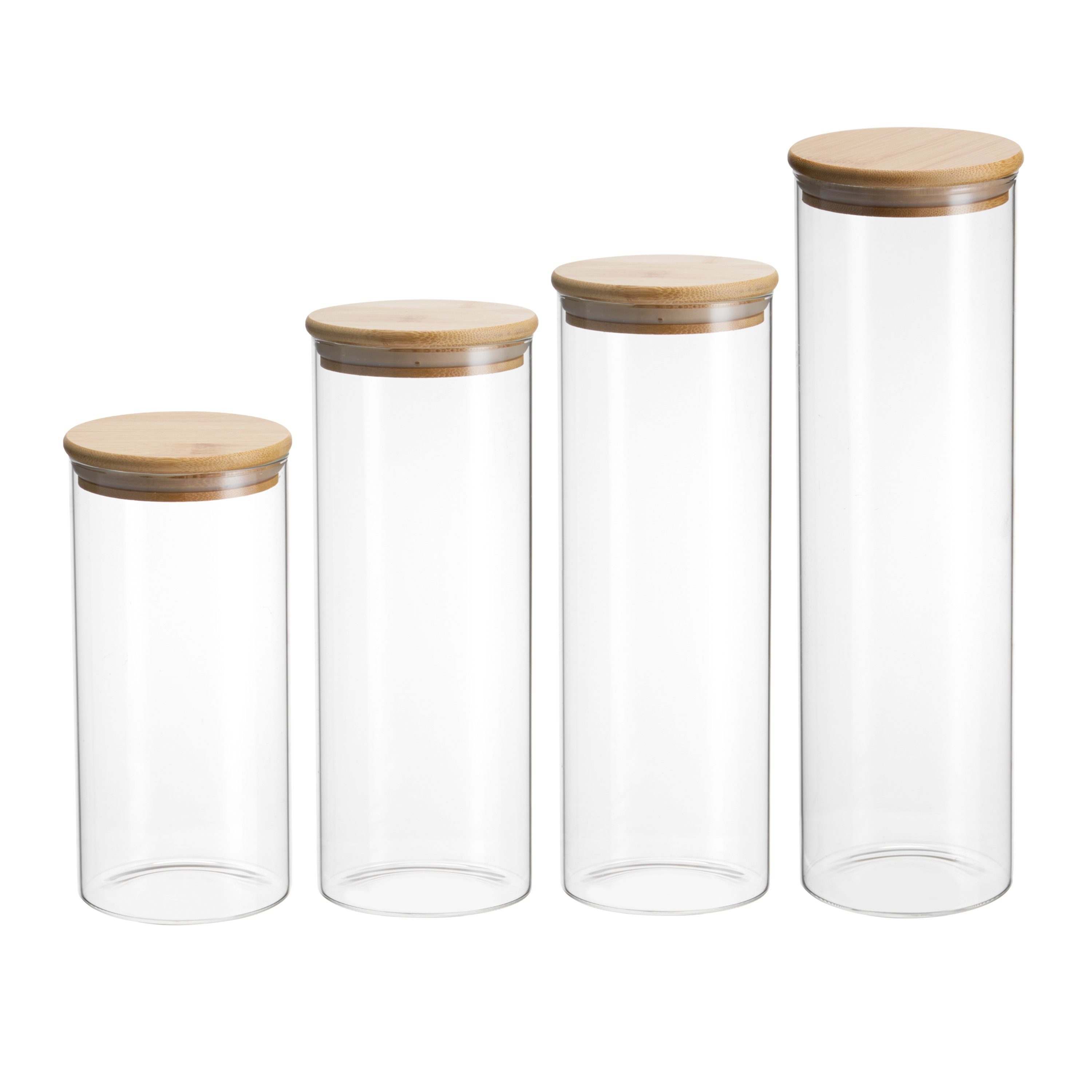 Ribelli Vorratsdose »Vorratsdosen Glas 4er Set«, Glas, Bambus