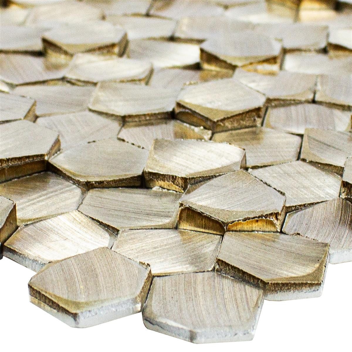 Mosafil Mosaikfliesen Aluminium Metall Mosaik Fliesen McAllen, Aluminium 31.000x29.800, gold