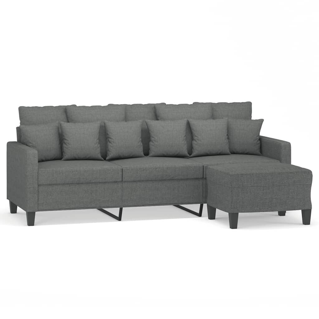 vidaXL Sofa 3-Sitzer-Sofa mit Hocker Dunkelgrau günstig online kaufen