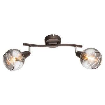 etc-shop LED Deckenleuchte, Leuchtmittel inklusive, Warmweiß, LED Decken Spots Lampe Metall Leuchte Bronze Glas Flur Schlaf Zimmer