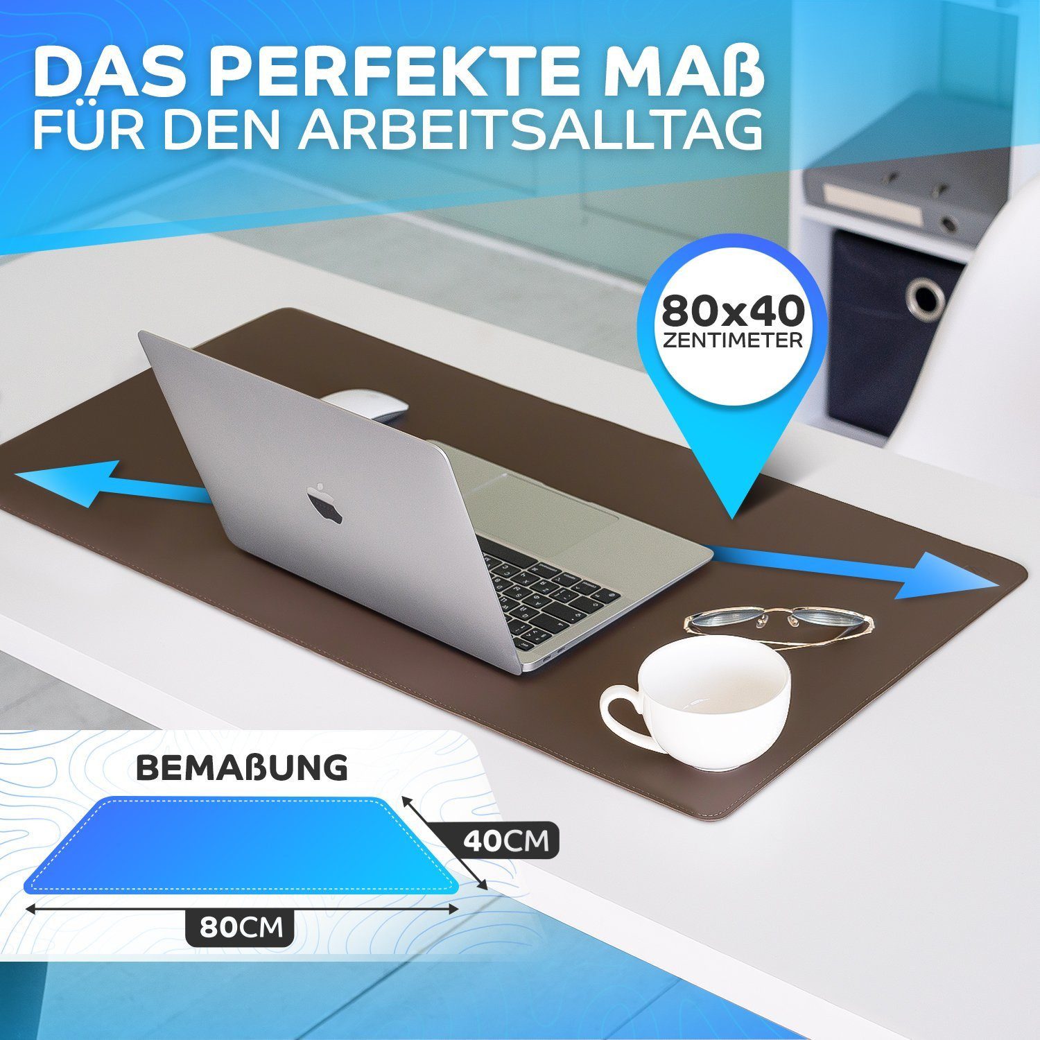 MAXLVL Gaming Mauspad Schreibtischunterlage - Mauspad mit Vernähte Kanten - abwaschbar (80x40 cm, Schreibtisch Unterlage für Büro), Tischunterlage Schreibtisch  – Bild 5 von 5
