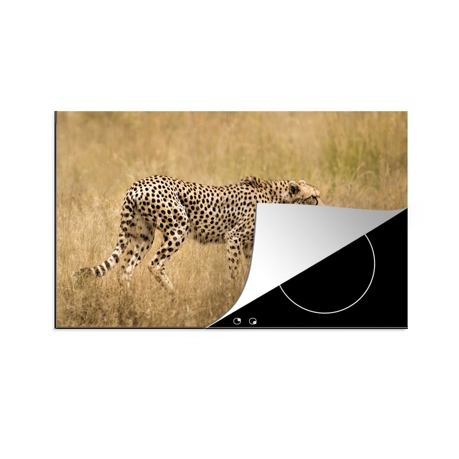 MuchoWow Herdblende-/Abdeckplatte Leopard - Tarnung - Gras, Vinyl, (1 tlg), 83x51 cm, Ceranfeldabdeckung, Arbeitsplatte für küche