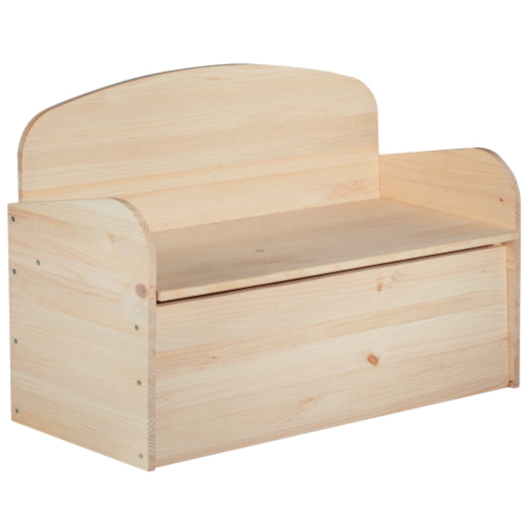 Astigarraga Kit Line Truhenbank Holztruhe "Deco" mit Rückenlehne, Unbehandeltes Massivholz, Freistehend