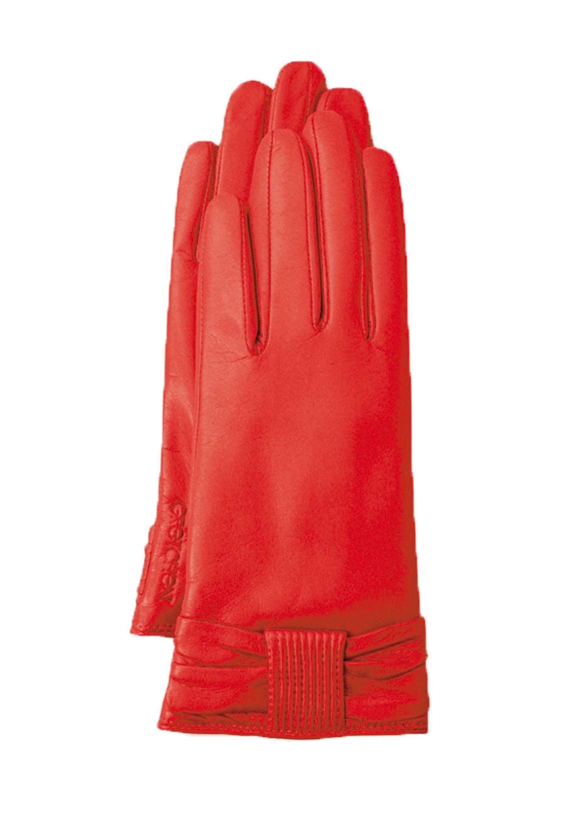 GRETCHEN Lederhandschuhe mit kuscheligem Kaschmir-Futter Gloves Bow rot-rot