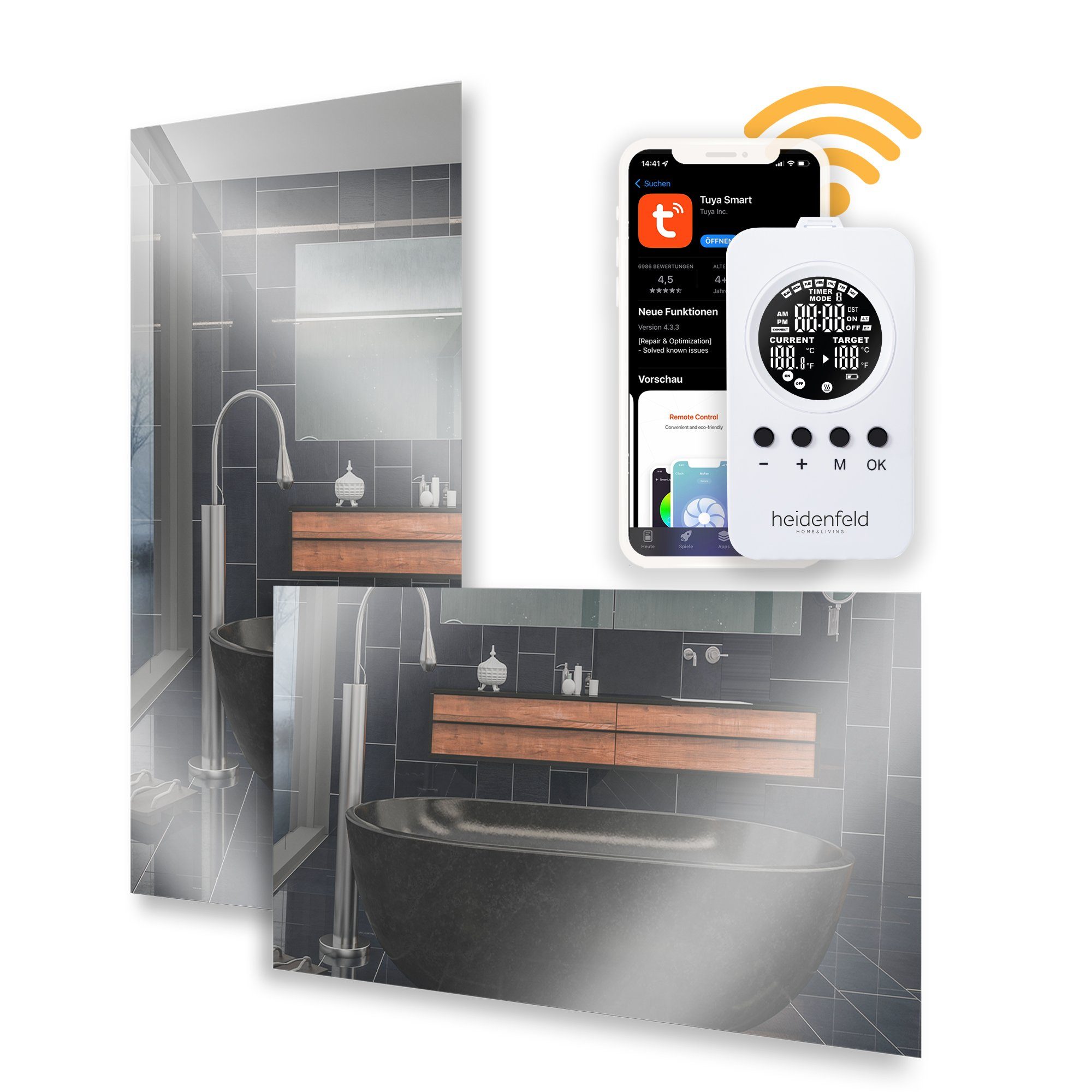 Heidenfeld Infrarotheizung Spiegelheizung HF-HS100 inkl. Thermostat günstig online kaufen