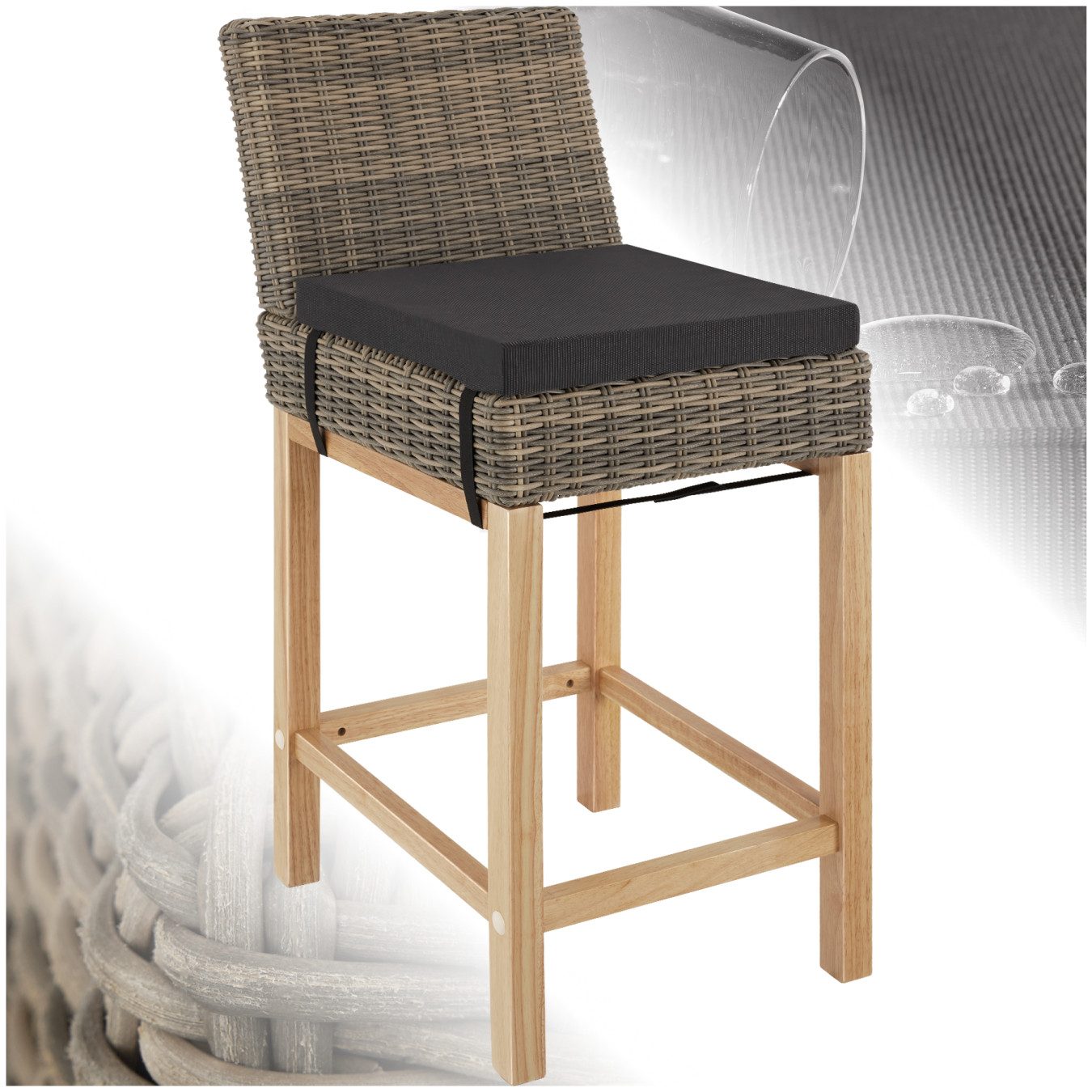 tectake Rattanstuhl Rattan Barstuhl (Set., 1 günstig online kaufen