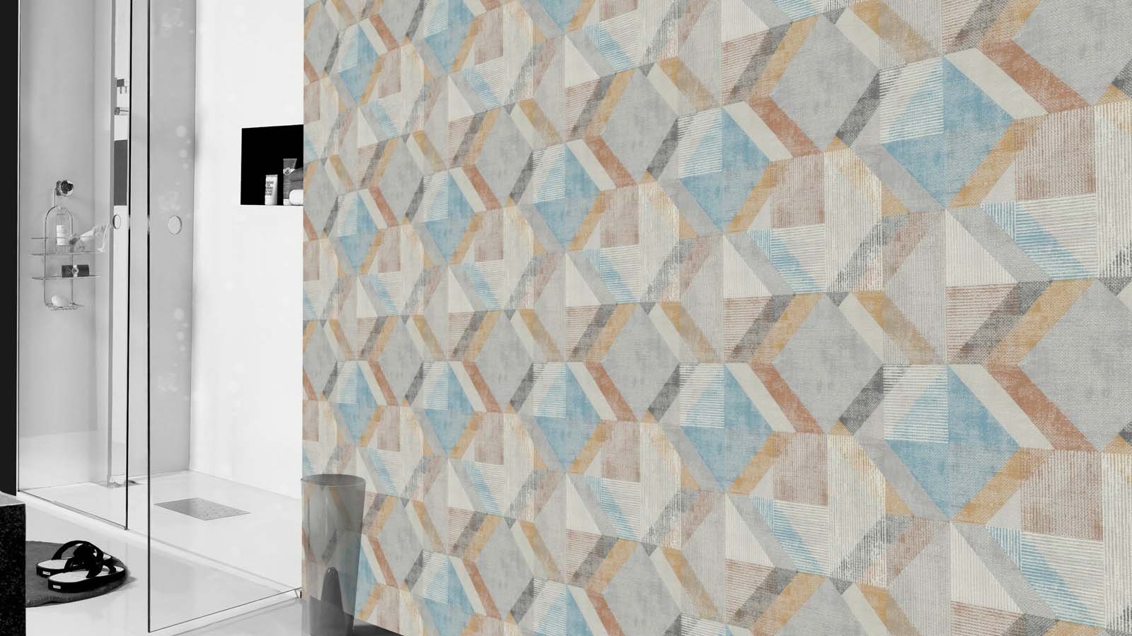 Rasch Vliestapete Struktur Grafik Dreiecke Grau Beige Blau 311907 Color You günstig online kaufen