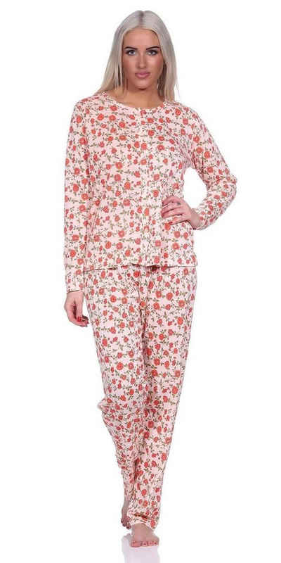 EloModa Pyjama »Damen Pyjama lang Hemd Schlafanzug Pyjama-Set« (2 tlg)