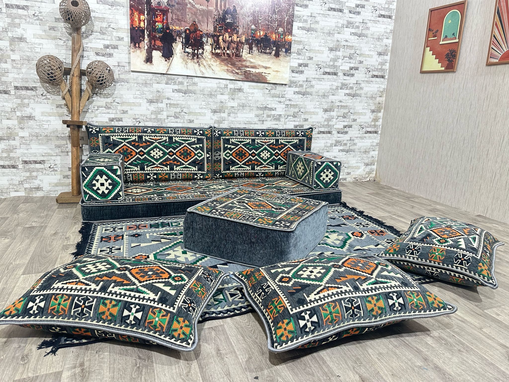 CaddeBuy Sofa Arabische Ecke Majlis, Stizkissen, Orientalisches Sofa, Sitzecke, 10 Teile