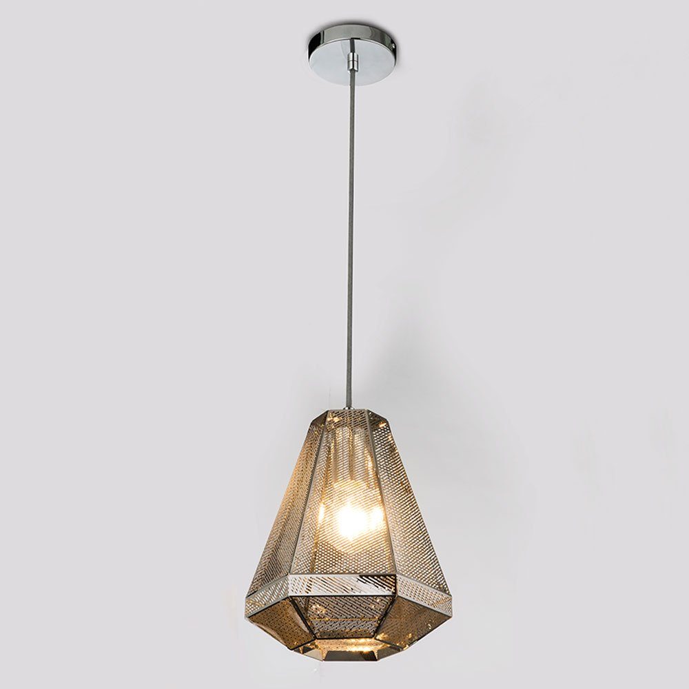 GLOBO LIGHTING Hängeleuchte, Leuchtmittel nicht inklusive, Decken Pendel Hänge Lampe Leuchte Metall Chrom Schirm Dekor Wohn Ess