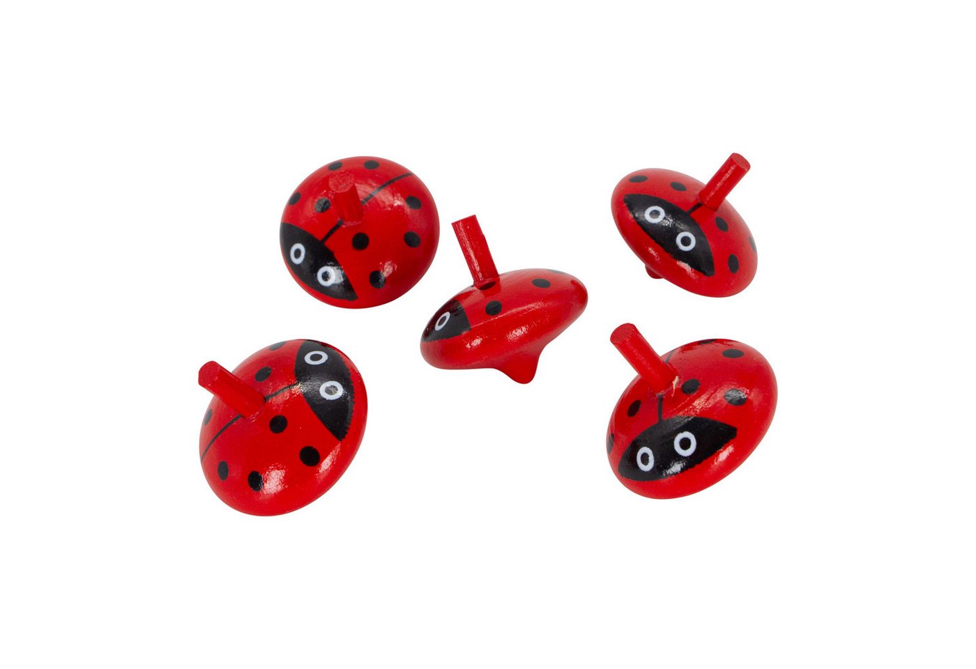 GICO Lernspielzeug Marienkäfer Kreisel Set – 5 Stück aus Holz für Kinder - 6463