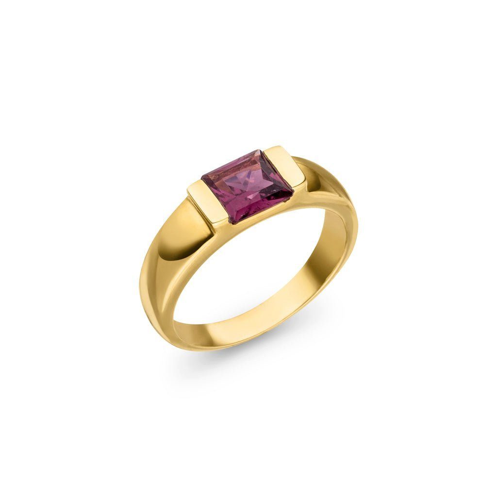 SKIELKA DESIGNSCHMUCK Goldring roter Turmalin Ring 1,0 ct. (Gelbgold 585), hochwertige Goldschmiedearbeit aus Deutschland