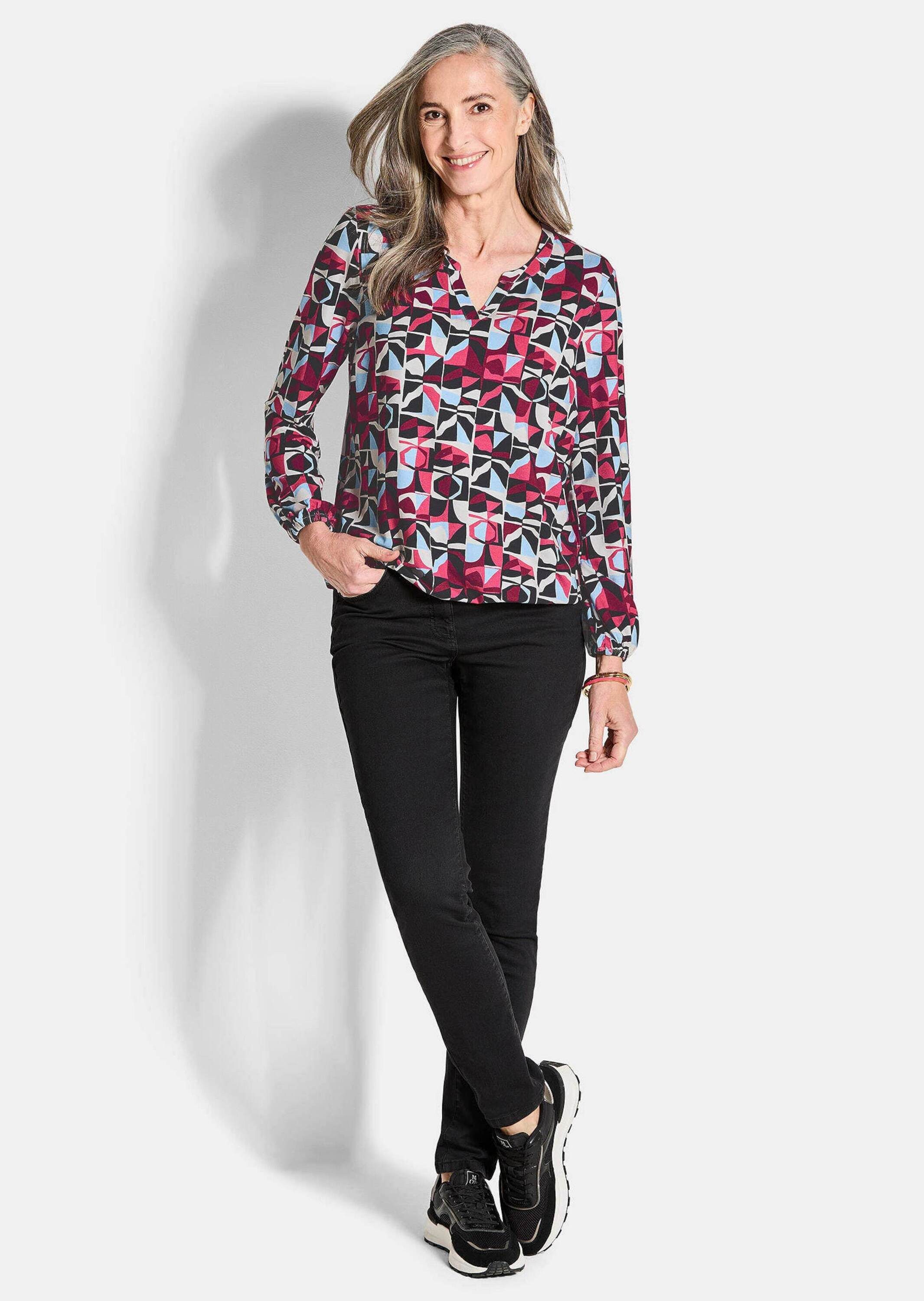 GOLDNER Print-Shirt Druckshirt aus Viskose mit Rundhals Businessoberteil mi günstig online kaufen