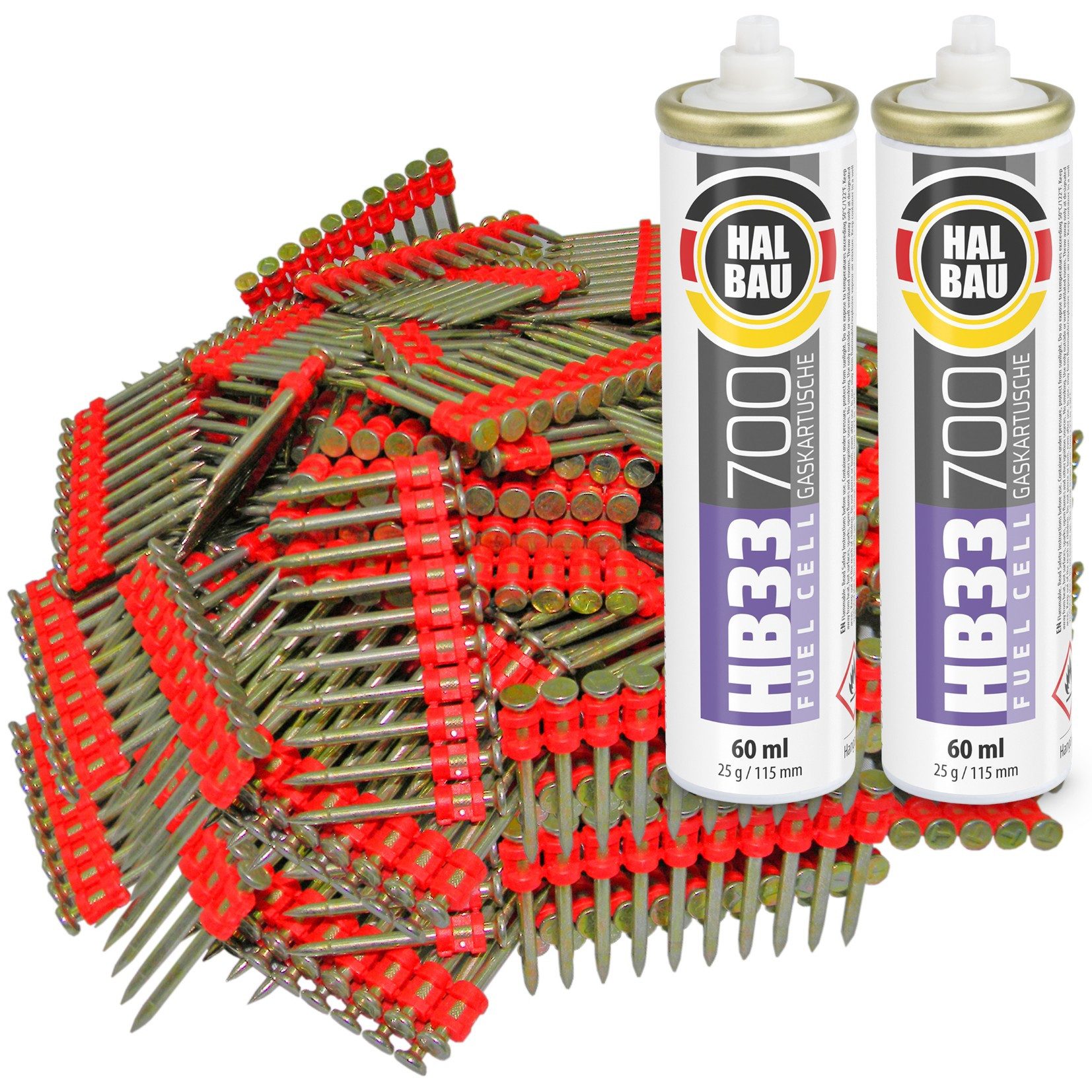 ConToo Nagel Gaskartusche HB33 x 2 St. + Betonnägel 38mm 2000 St